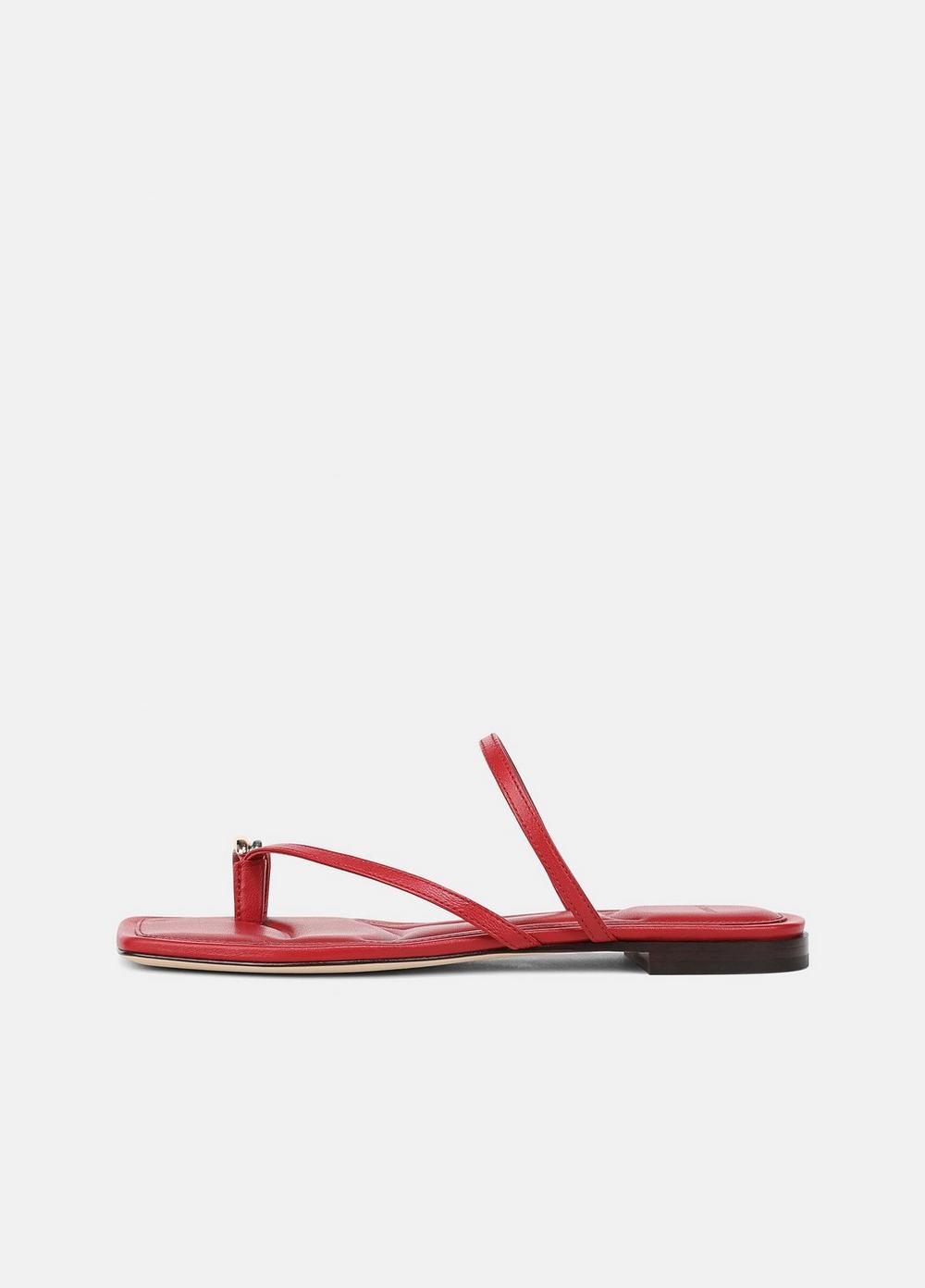 Women's Polli Leather Toe-ring Sandal, Crimson, Size 8 Vince