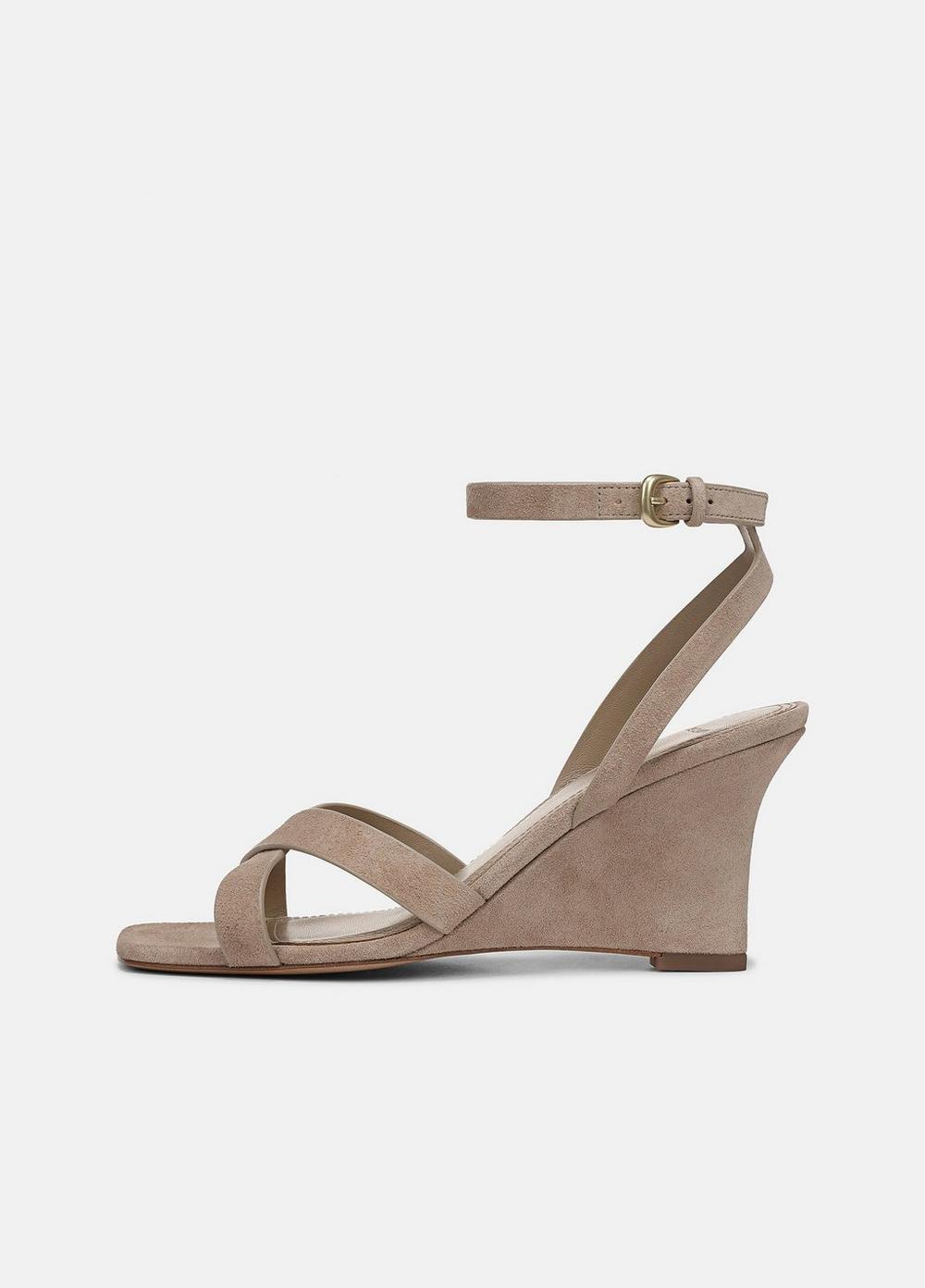 Women's Parma Suede Wedge Sandal, Taupe Clay, Size 10 Vince