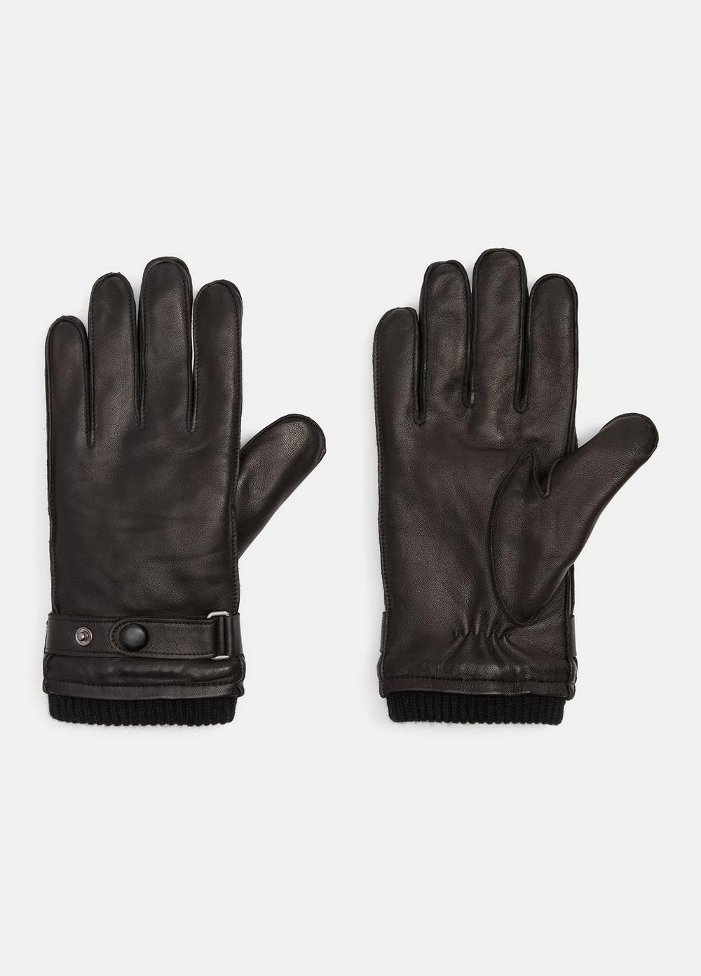 Men's Leather Wrist-strap Glove, Black, Size XL Vince