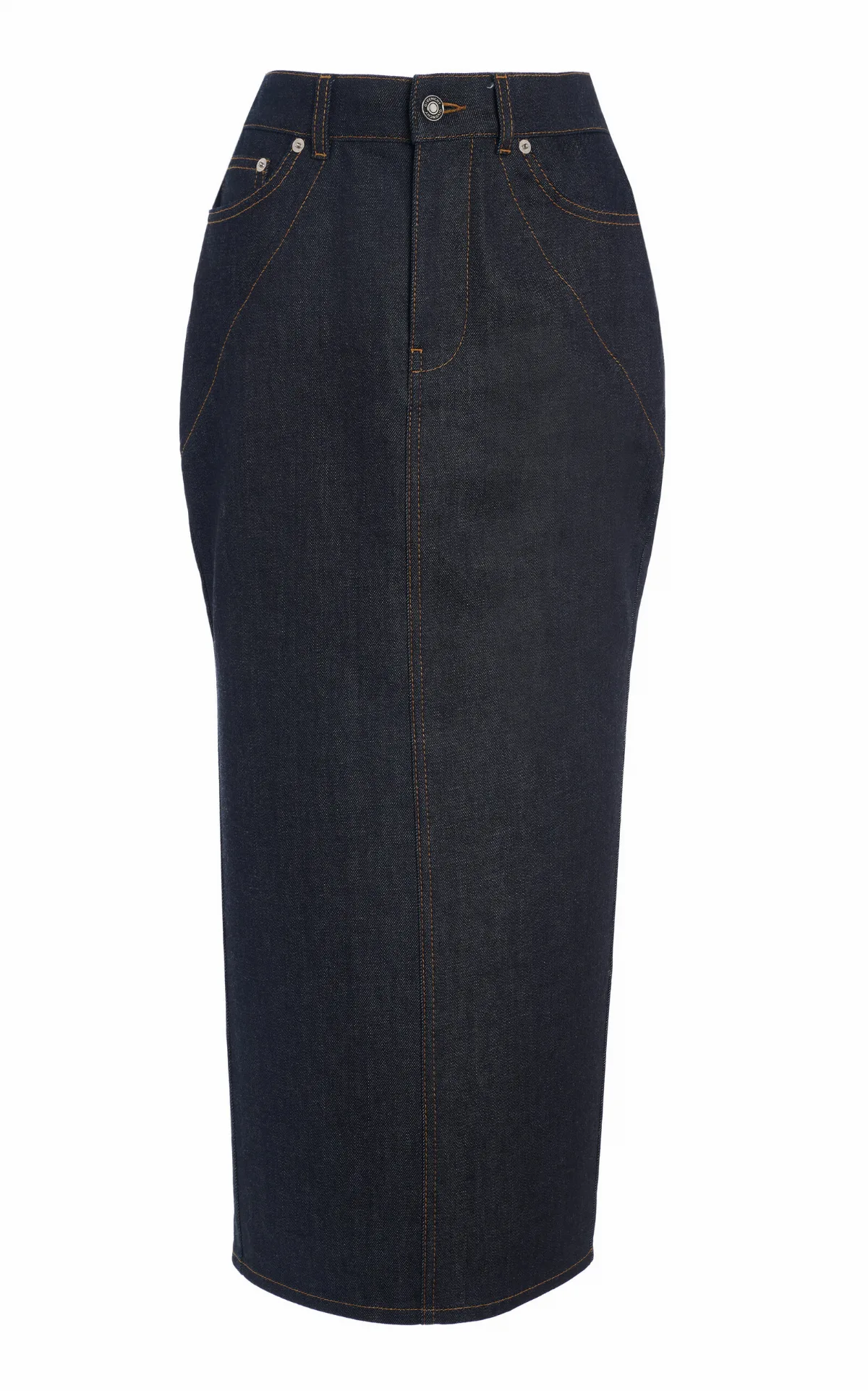 Tailored Denim Midi Skirt