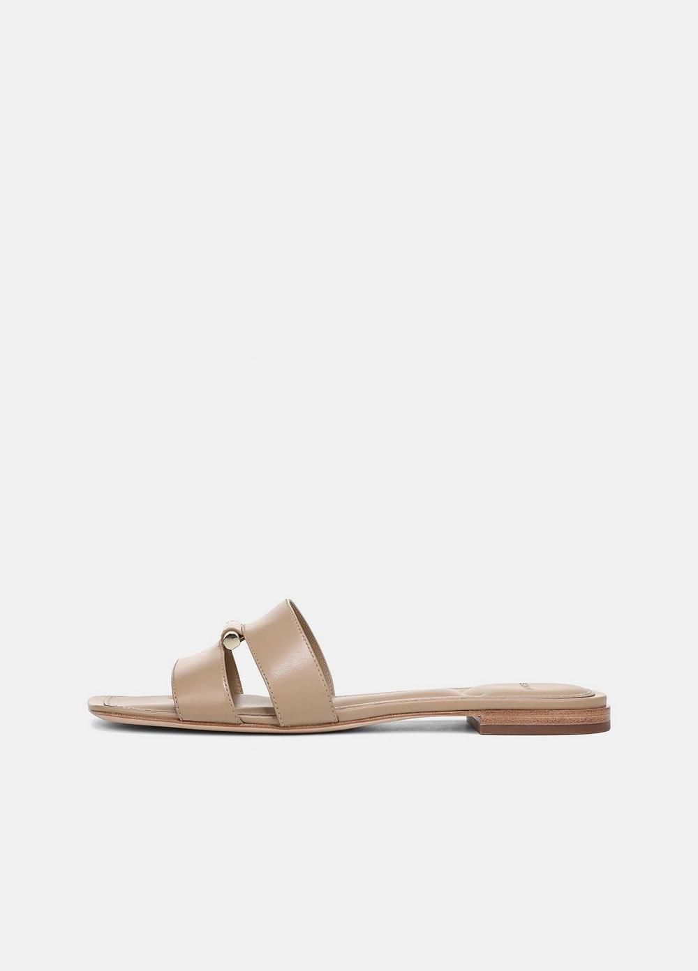Women's Piper Leather Slide Sandal, Warm Almond, Size 9 Vince
