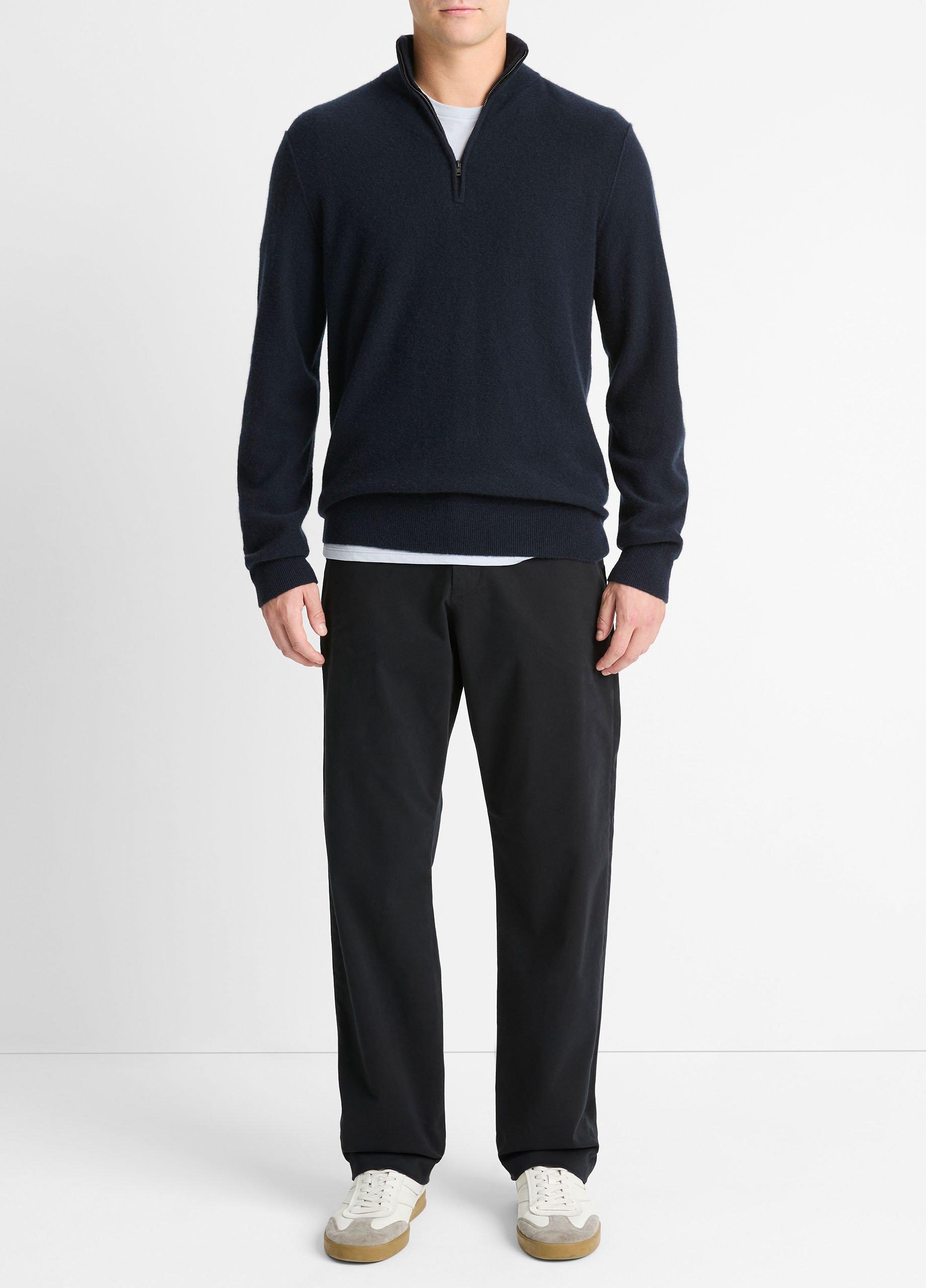 Men's Plush Cashmere Quarter-Zip Sweater, Coastal Blue, Size M Vince