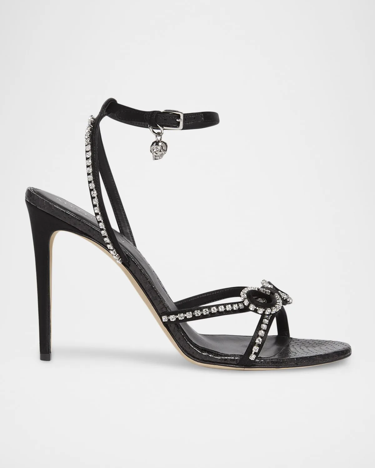 105mm Crystal Bow Satin Sandals