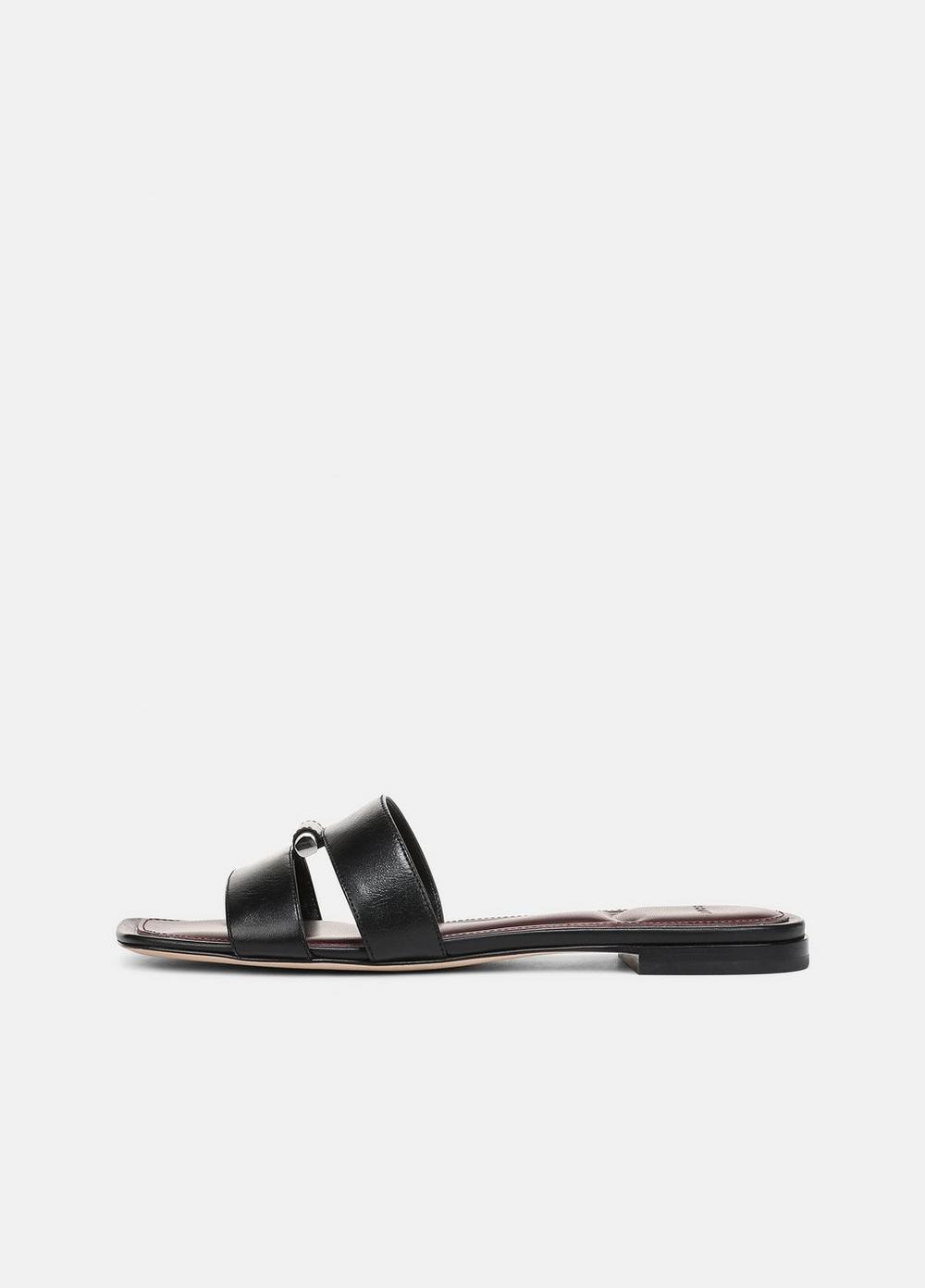 Women's Piper Leather Slide Sandal, Black, Size 10 Vince
