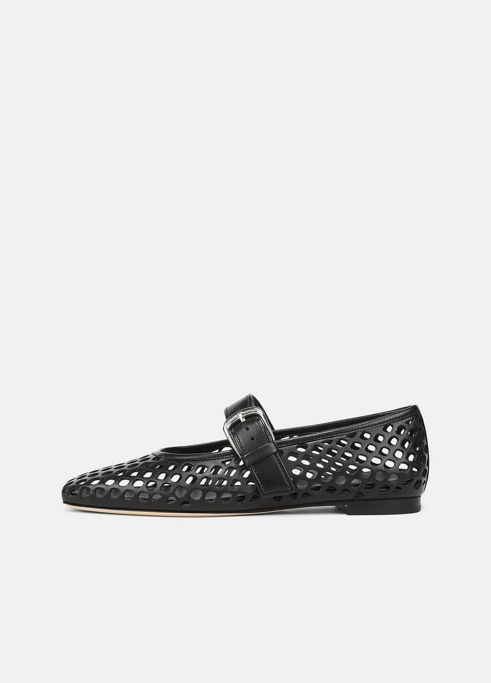 Women's Daniela Perforated Leather Mary Jane Flat, Black, Size 7.5 Vince