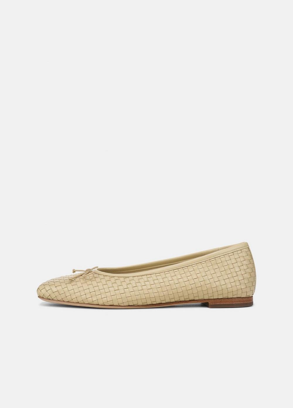 Women's Darla Woven Leather Ballet Flat, Cashew, Size 9.5 Vince
