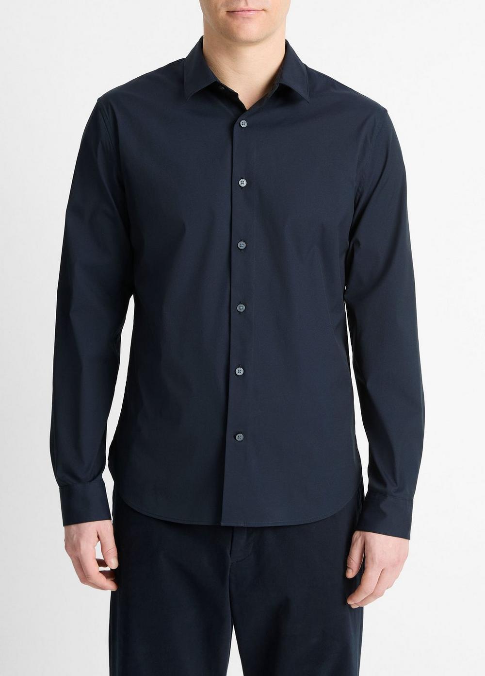 Men's Stretch-cotton Poplin Shirt, Coastal Blue, Size L Vince