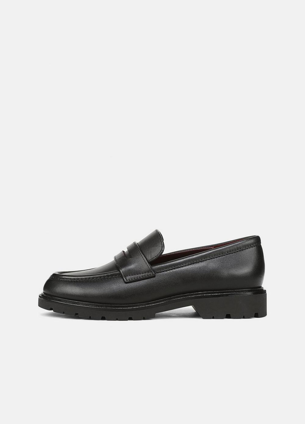 Women's Siena Leather Lug-Sole Loafer, Black, Size 10 Vince