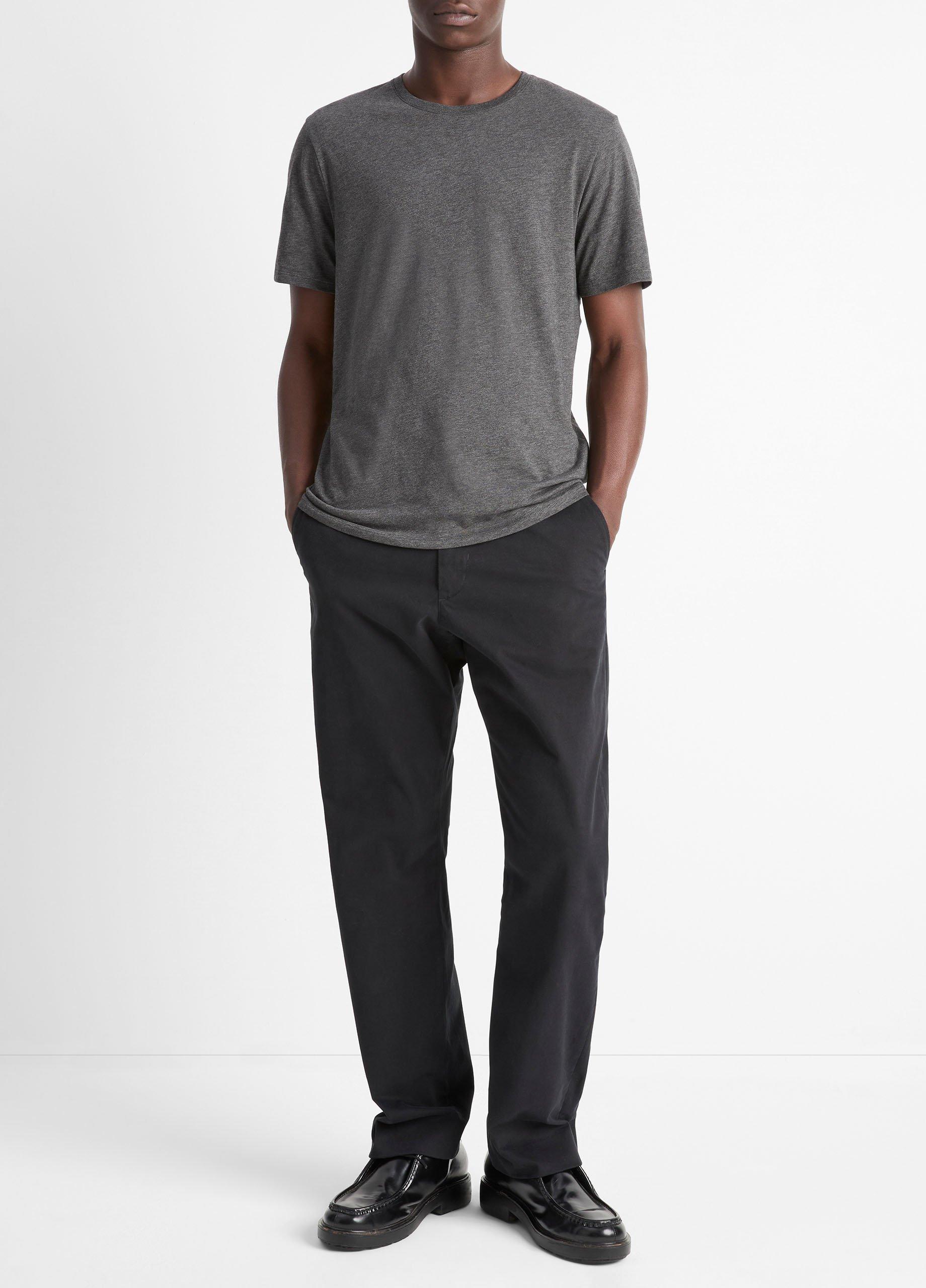 Men's Pima Cotton Crew Neck T-Shirt, Heather Carbon, Size S Vince