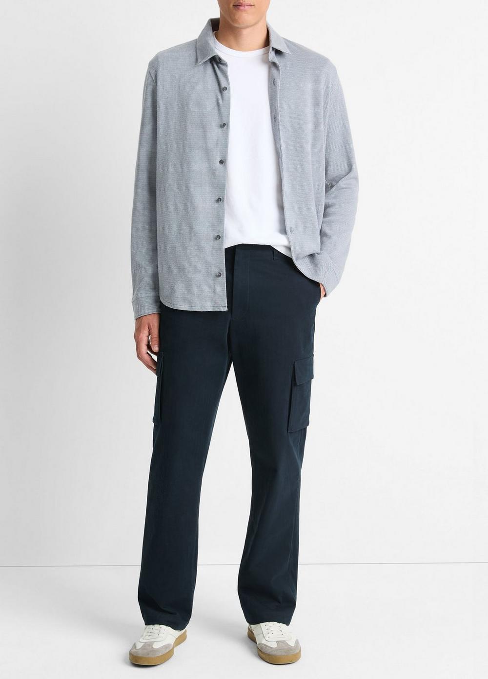 Men's Birdseye Pima Cotton Button-Down Shirt, Evening Mist/classic Cream, Size XS Vince