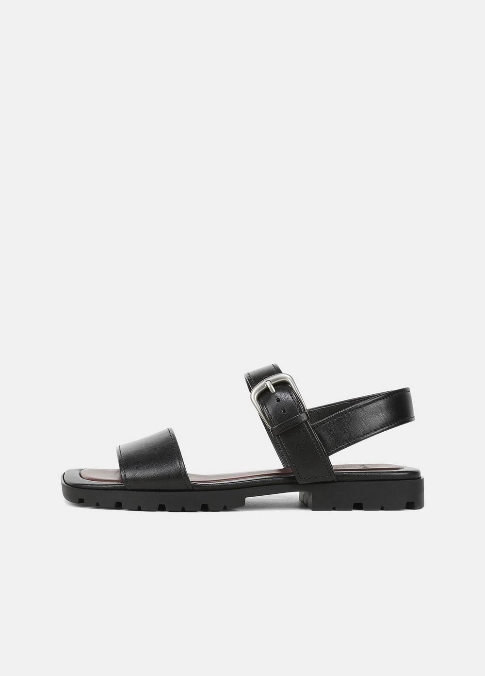 Women's Vega Leather Lug-Sole Sandal, Black, Size 6.5 Vince