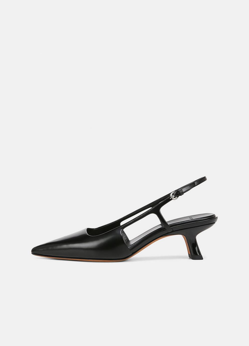 Women's Bianca Leather Slingback Heel, Black, Size 6.5 Vince