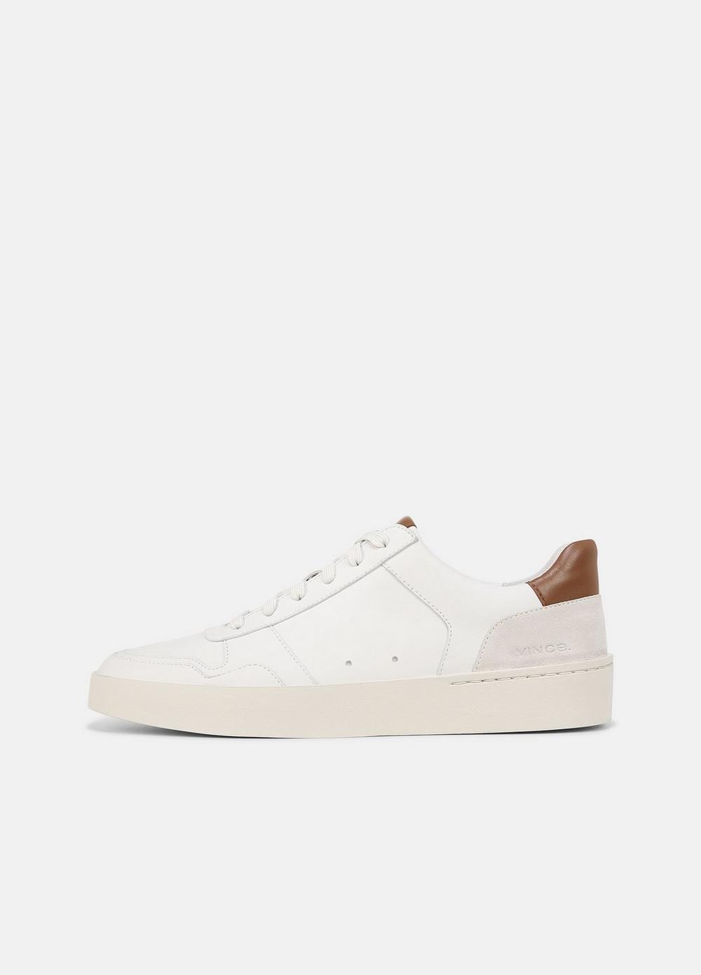 Men's Peyton Leather Lace-Up Sneaker, Chalk White, Size 10.5 Vince