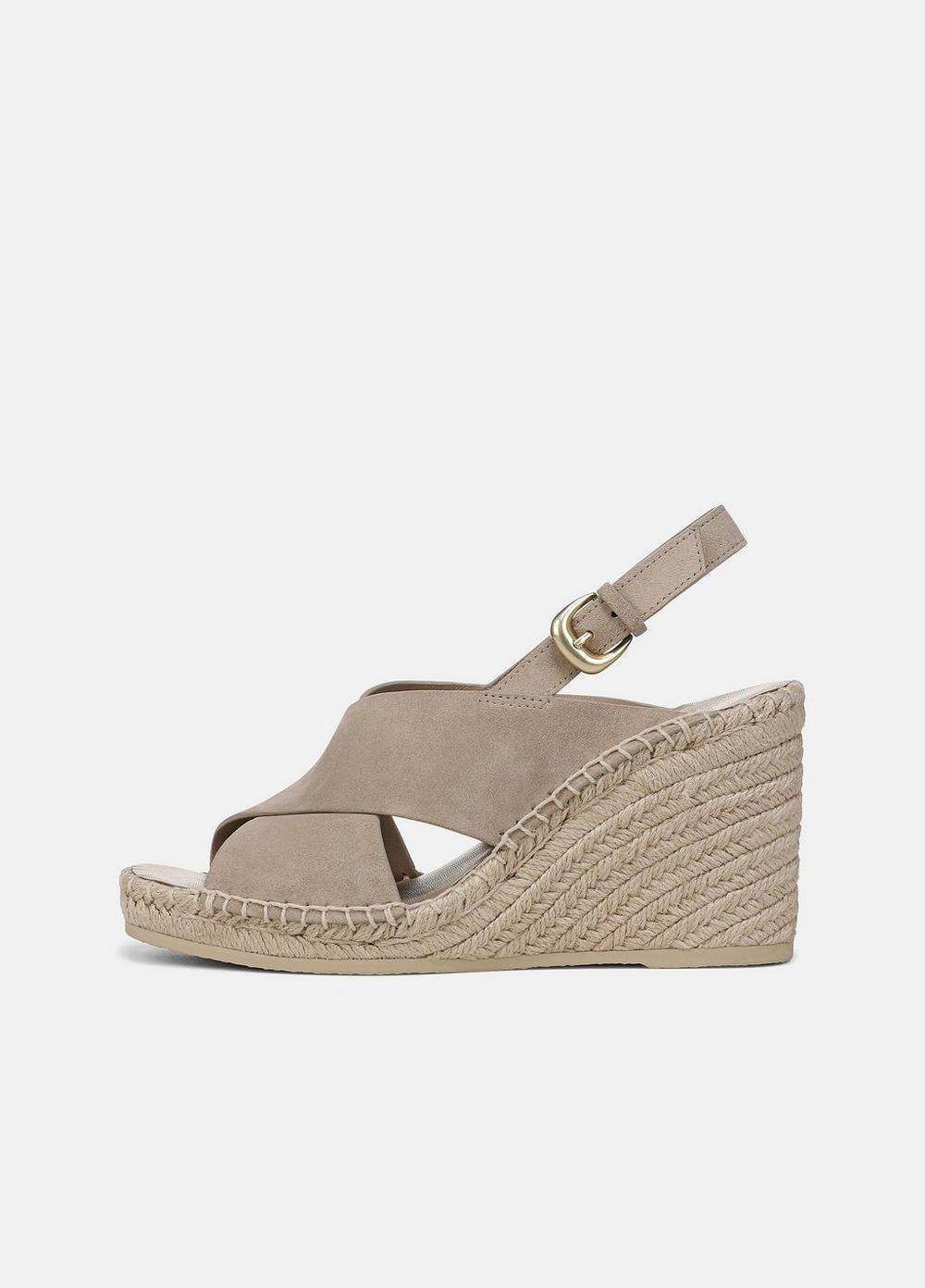 Women's Georgia Suede Espadrille Wedge Sandals, Taupe Clay, Size 11 Vince