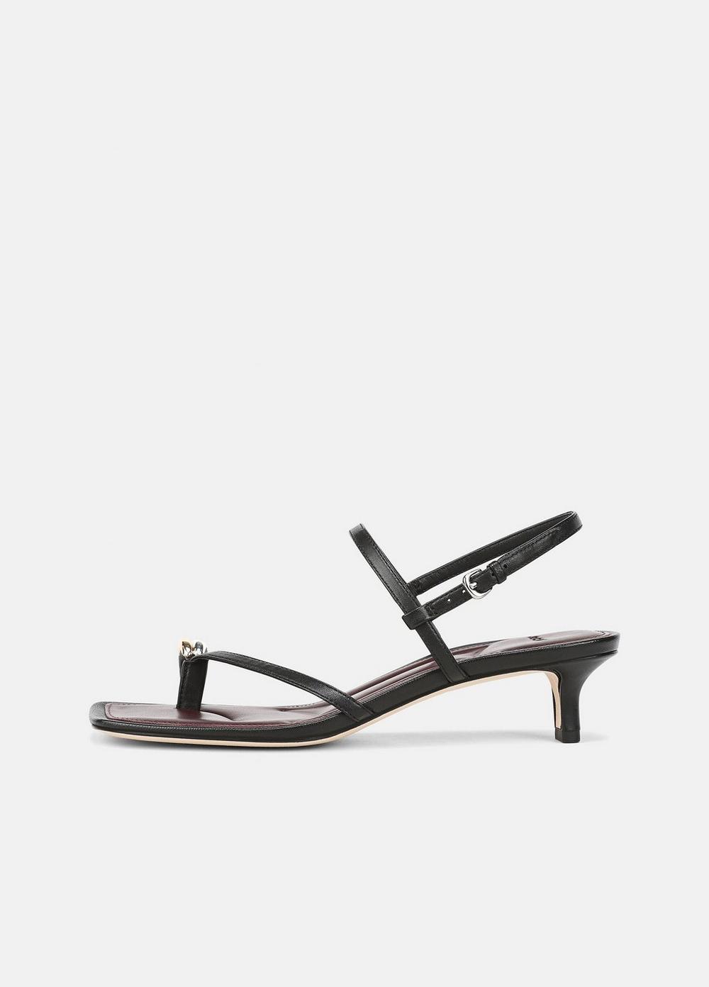 Women's Polli Leather Heeled Toe-ring Sandal, Black, Size 9.5 Vince