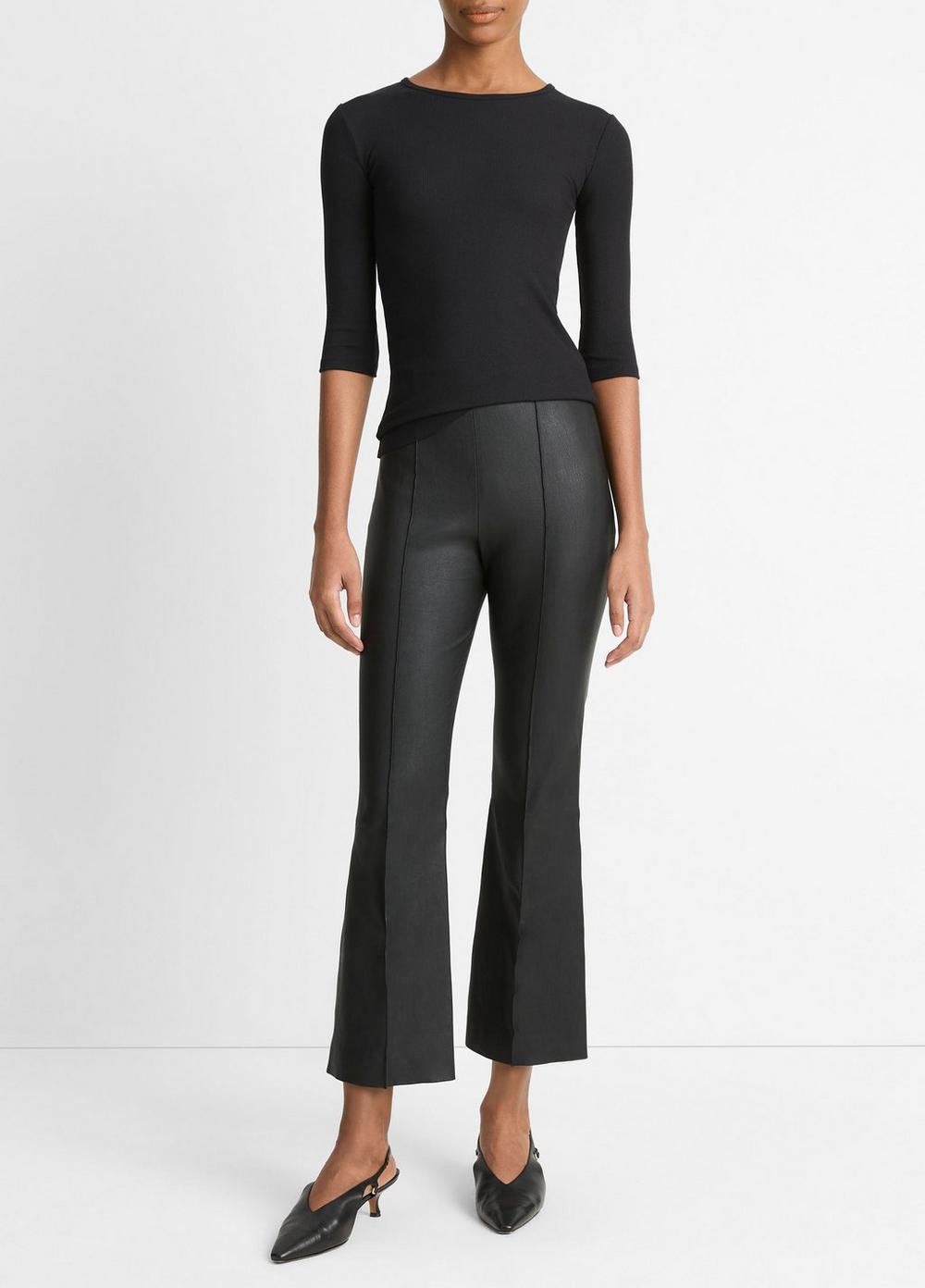 Women's Elbow-Sleeve Crew Neck T-Shirt, Black, Size XS Vince