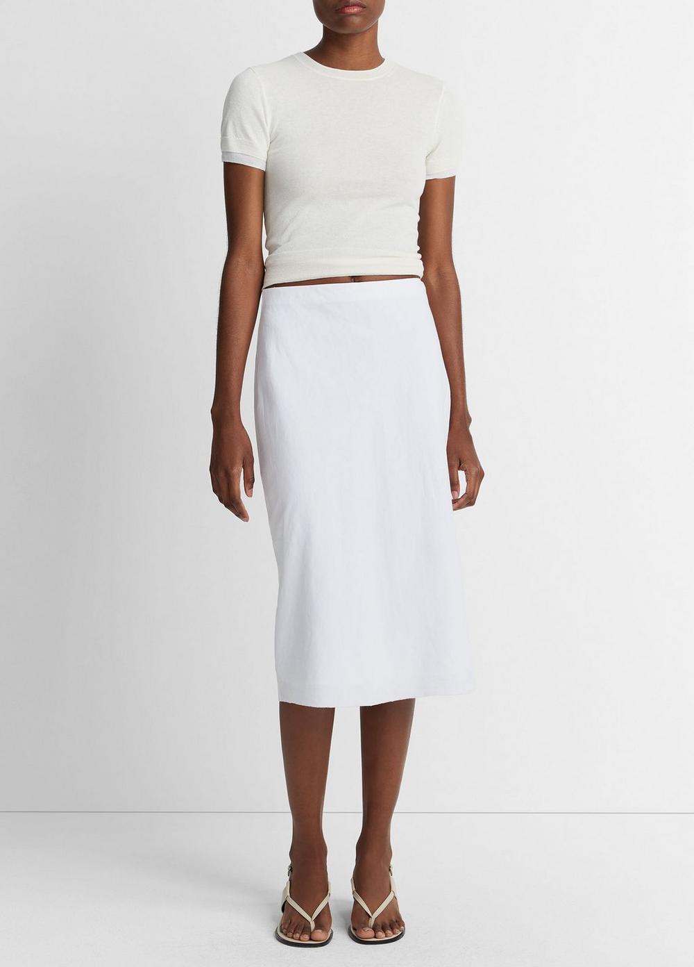 Women's Easy Linen-Blend Slip Skirt, Optic White, Size 0 Vince