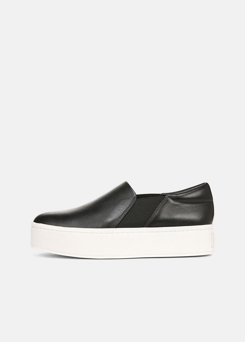 Women's Warren Leather Sneaker, Black, Size 6.5 Vince by Vince