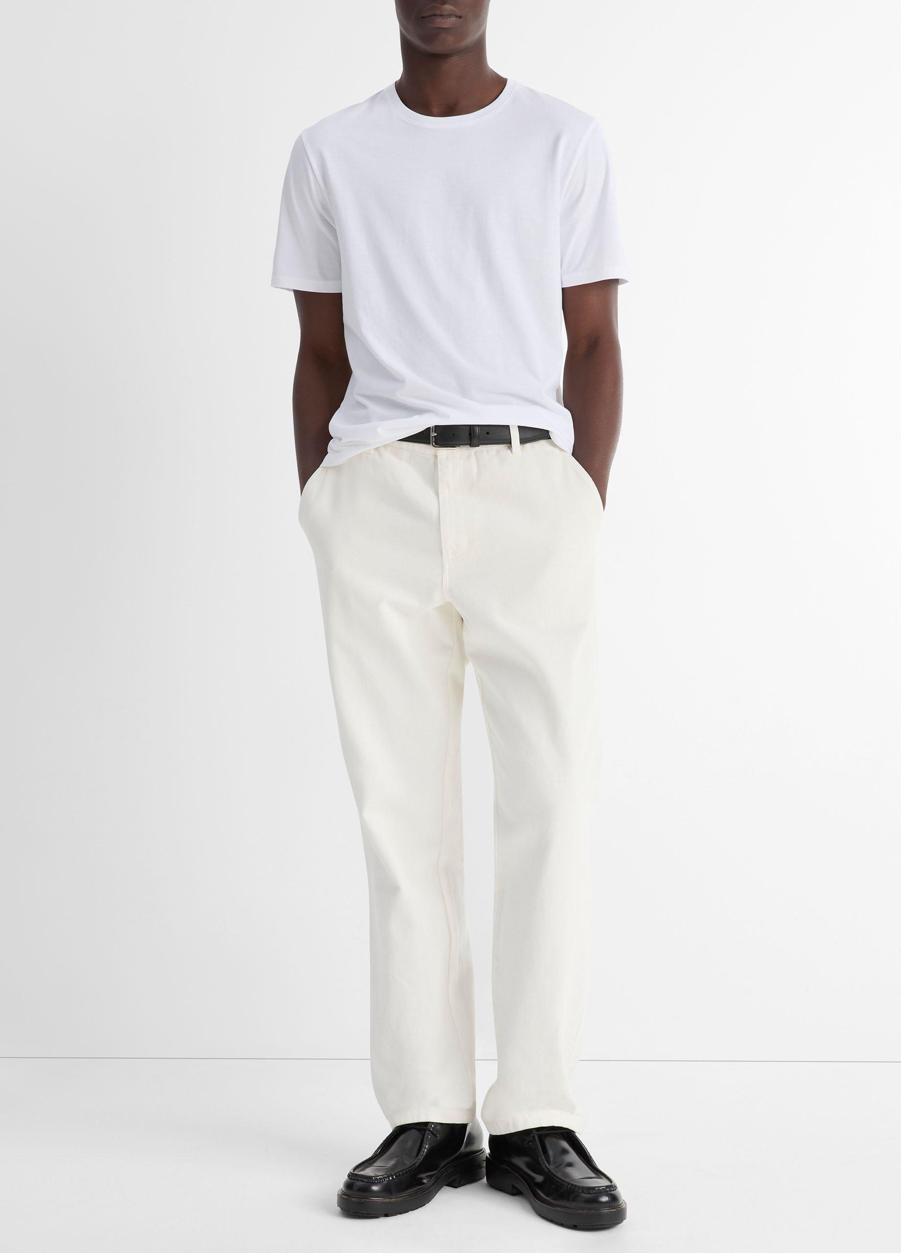 Men's Pima Cotton Crew Neck T-Shirt, Optic White, Size L Vince