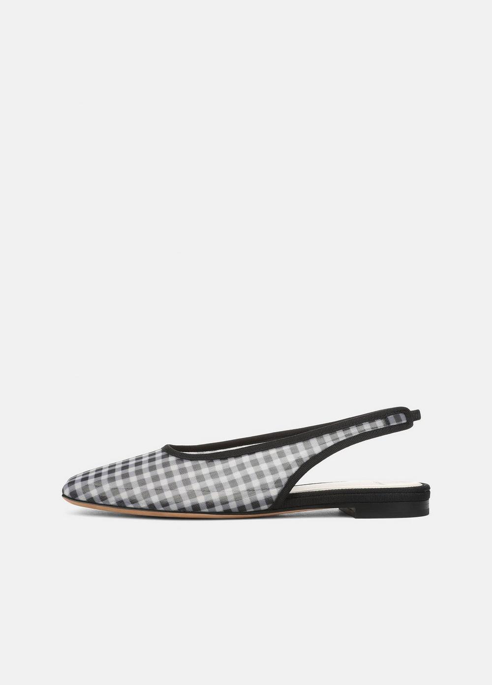 Women's Daphne Gingham Slingback Flat, Black, Size 10 Vince