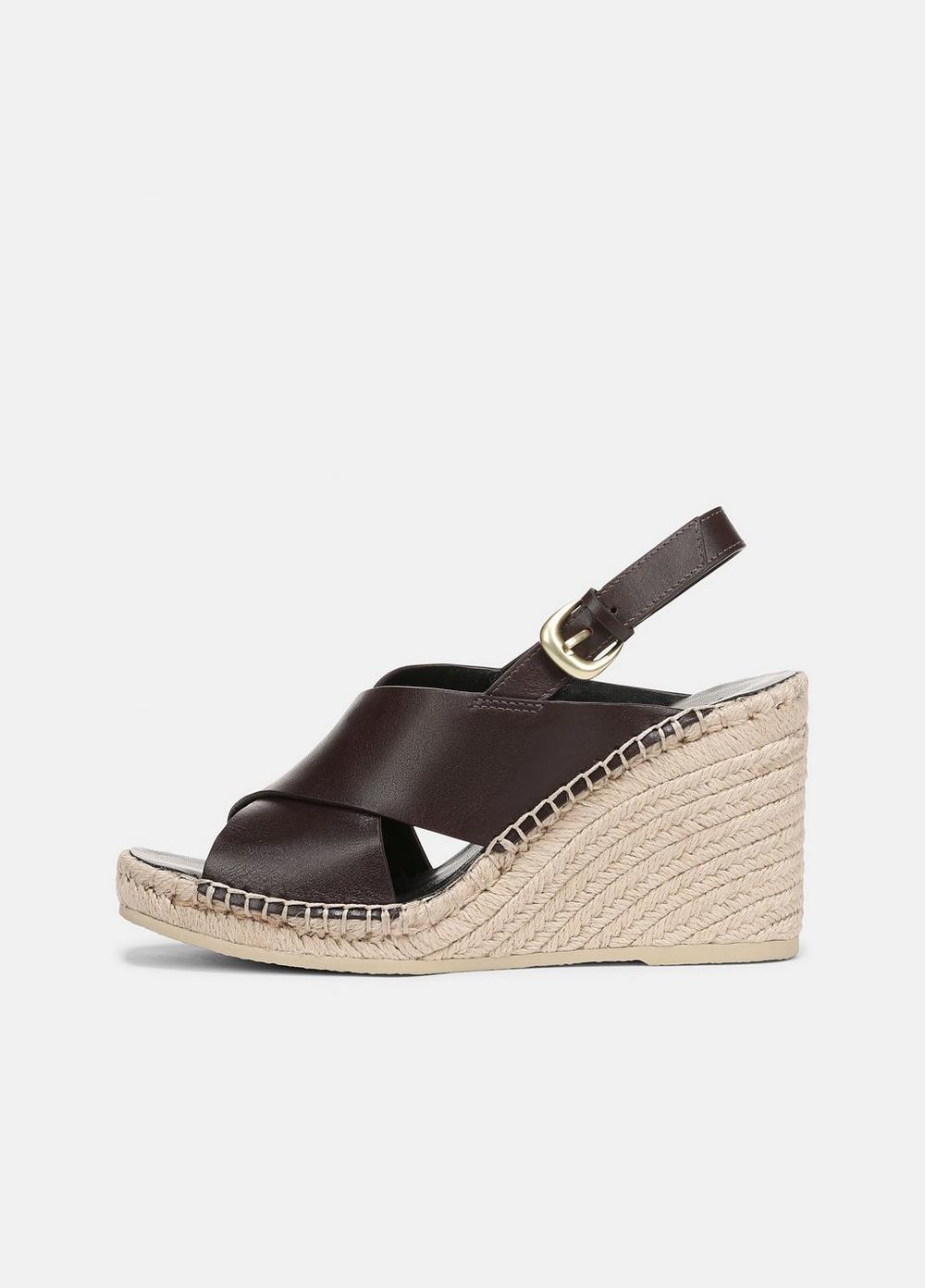Women's Georgia Leather Espadrille Wedge Sandals, Ganache, Size 5.5 Vince