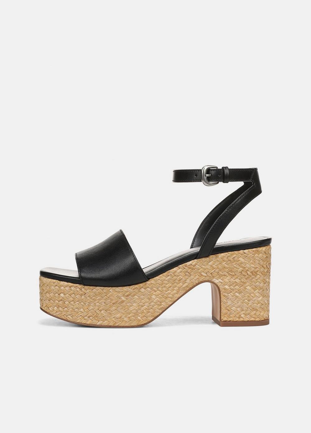 Women's Castella Leather Platform Sandal, Black, Size 6.5 Vince