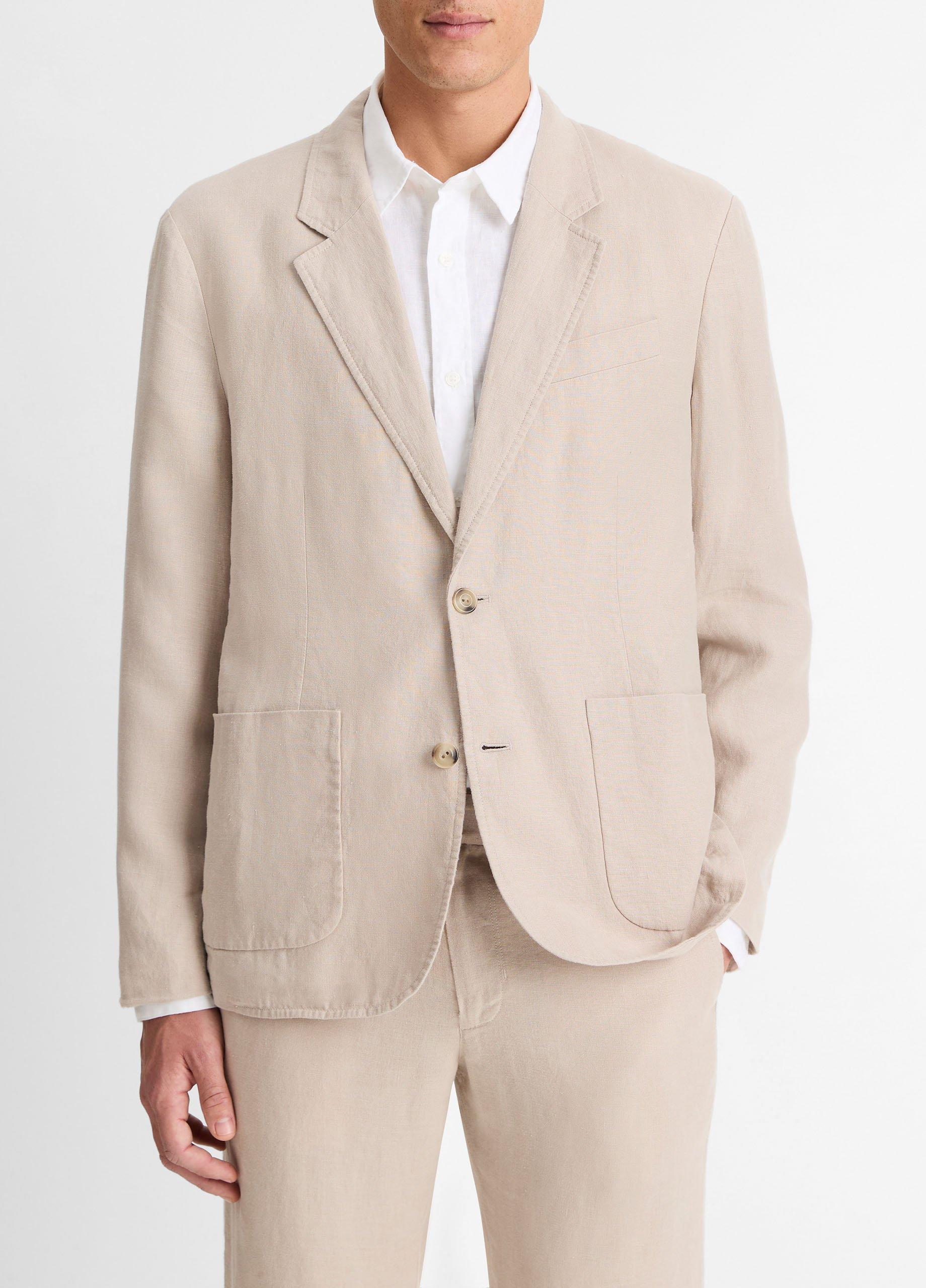 Men's Relaxed Hemp Blazer, Pumice Rock, Size XL Vince