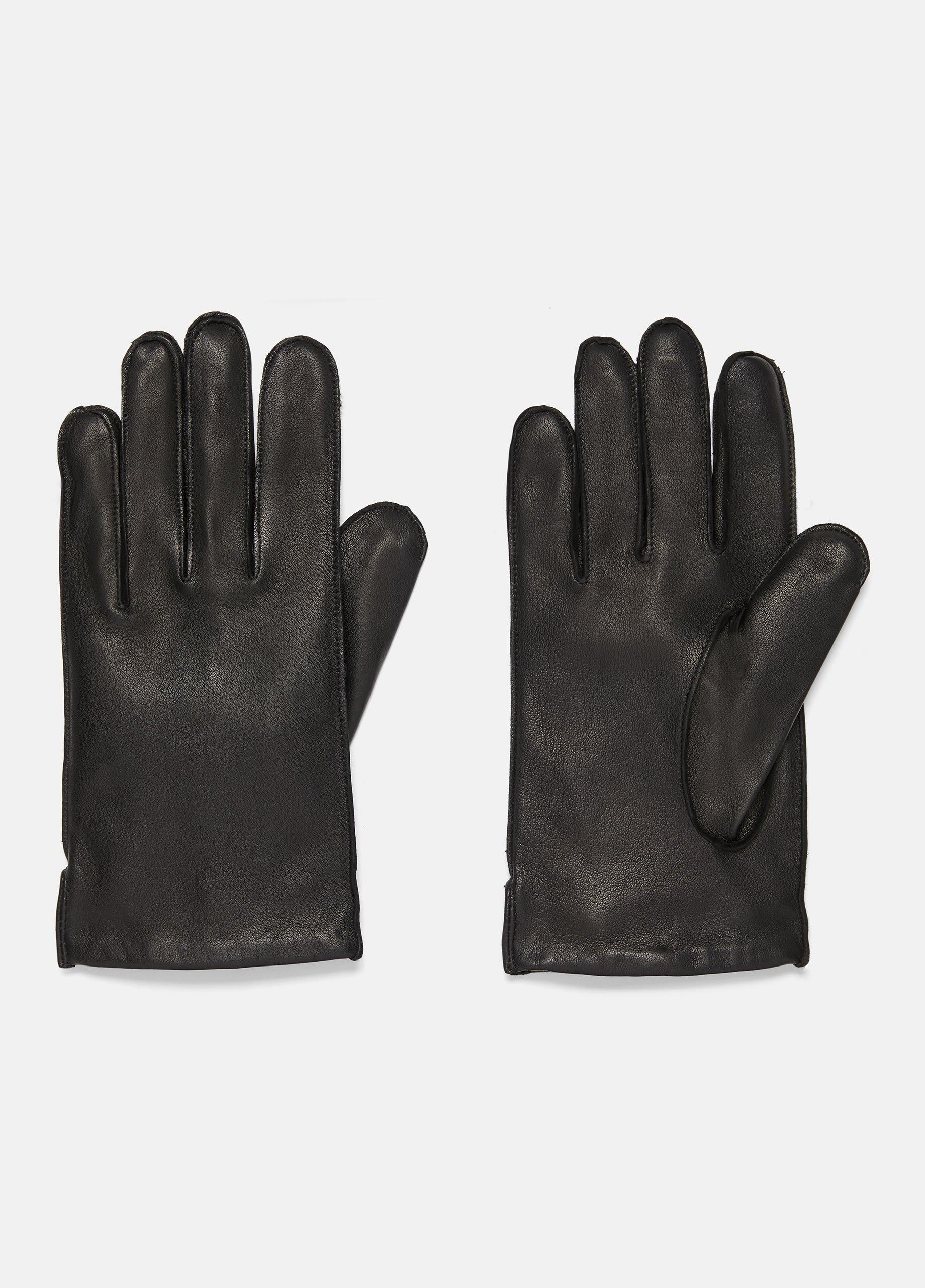 Men's Classic Cashmere-Lined Leather Glove, Black Camelleto, Size M Vince by Vince