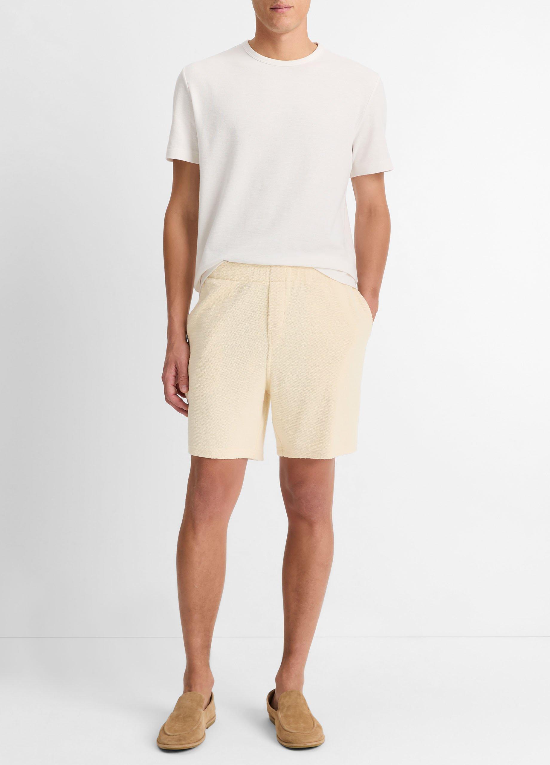 Men's Cotton Bouclé Pull-On Short, Bone, Size L Vince