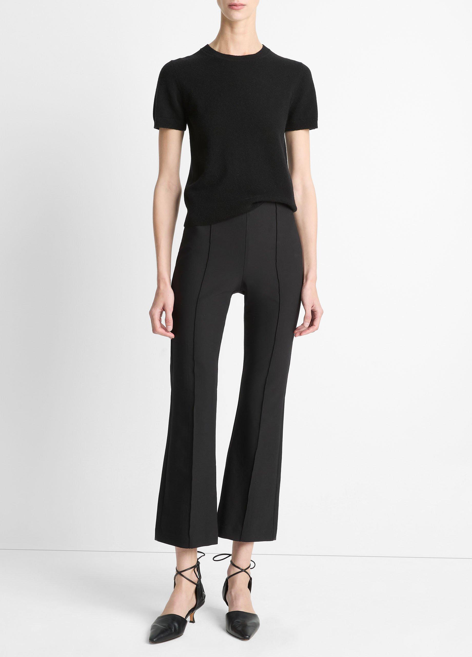 Women's Niki Mid-Rise Pintuck Crop Flare Pant, Black, Size L Vince