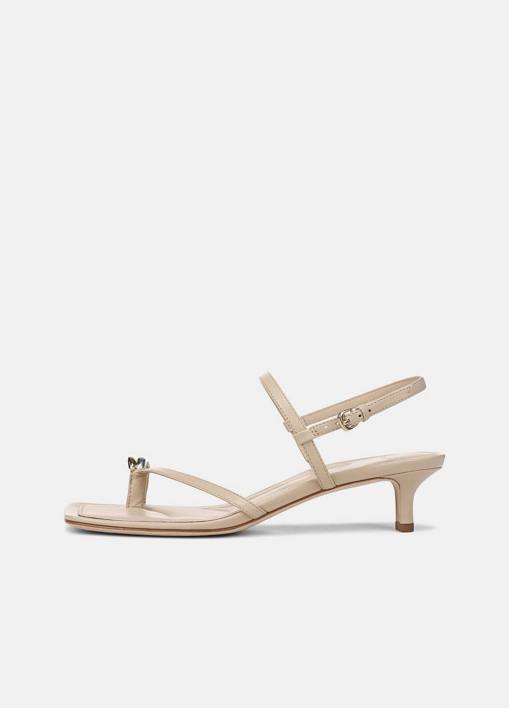 Women's Polli Leather Heeled Toe-ring Sandal, Birch Sand, Size 5 Vince