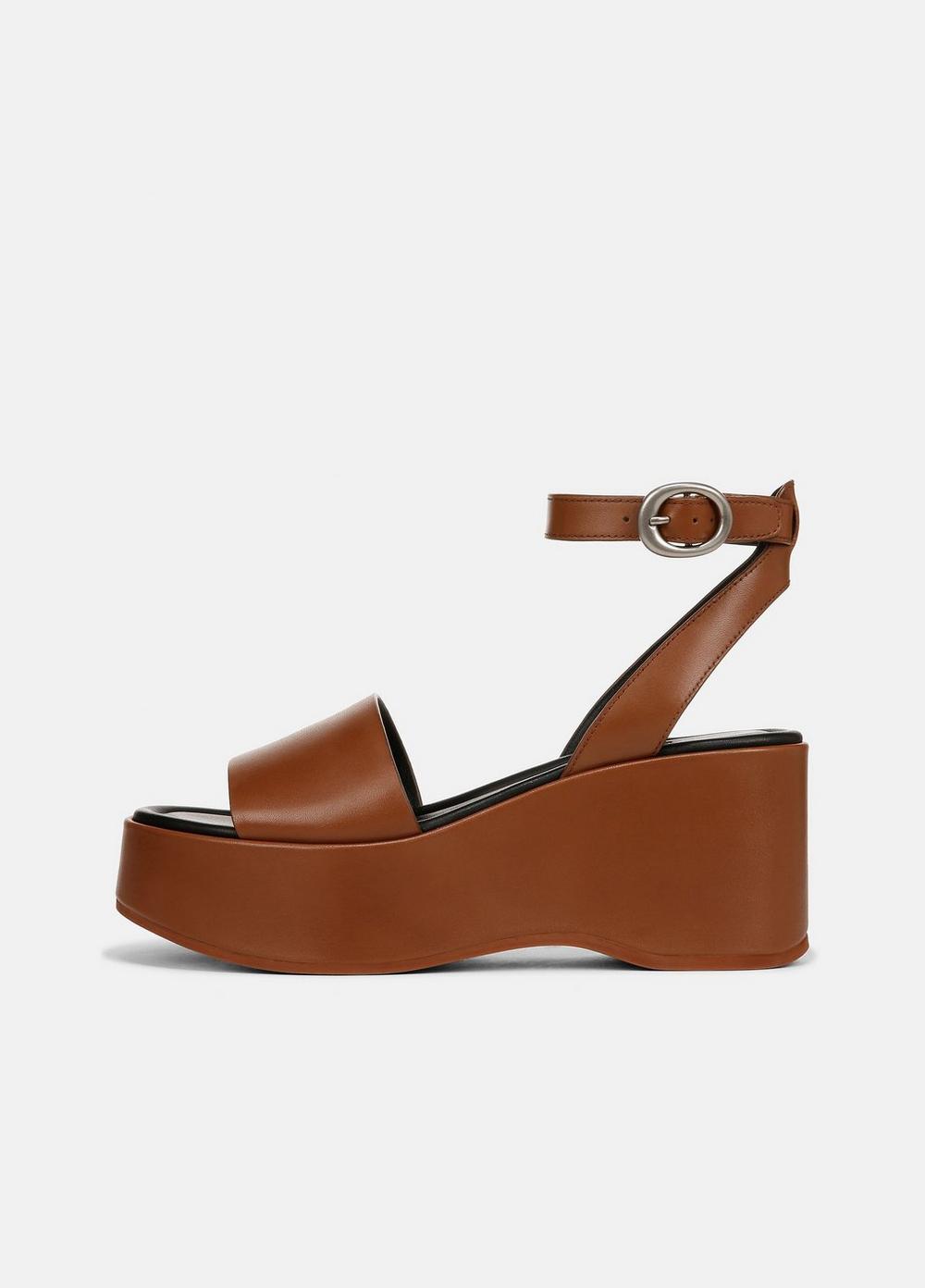 Women's Phillipa Leather Platform Sandal, Sequoia Brown, Size 9.5 Vince