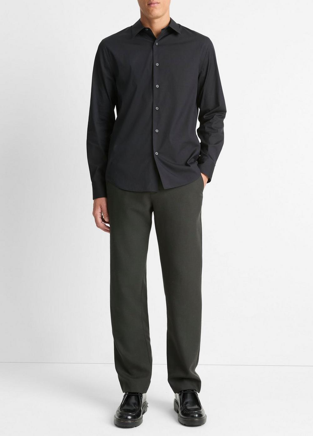Men's Stretch-cotton Poplin Shirt, Black, Size M Vince by Vince
