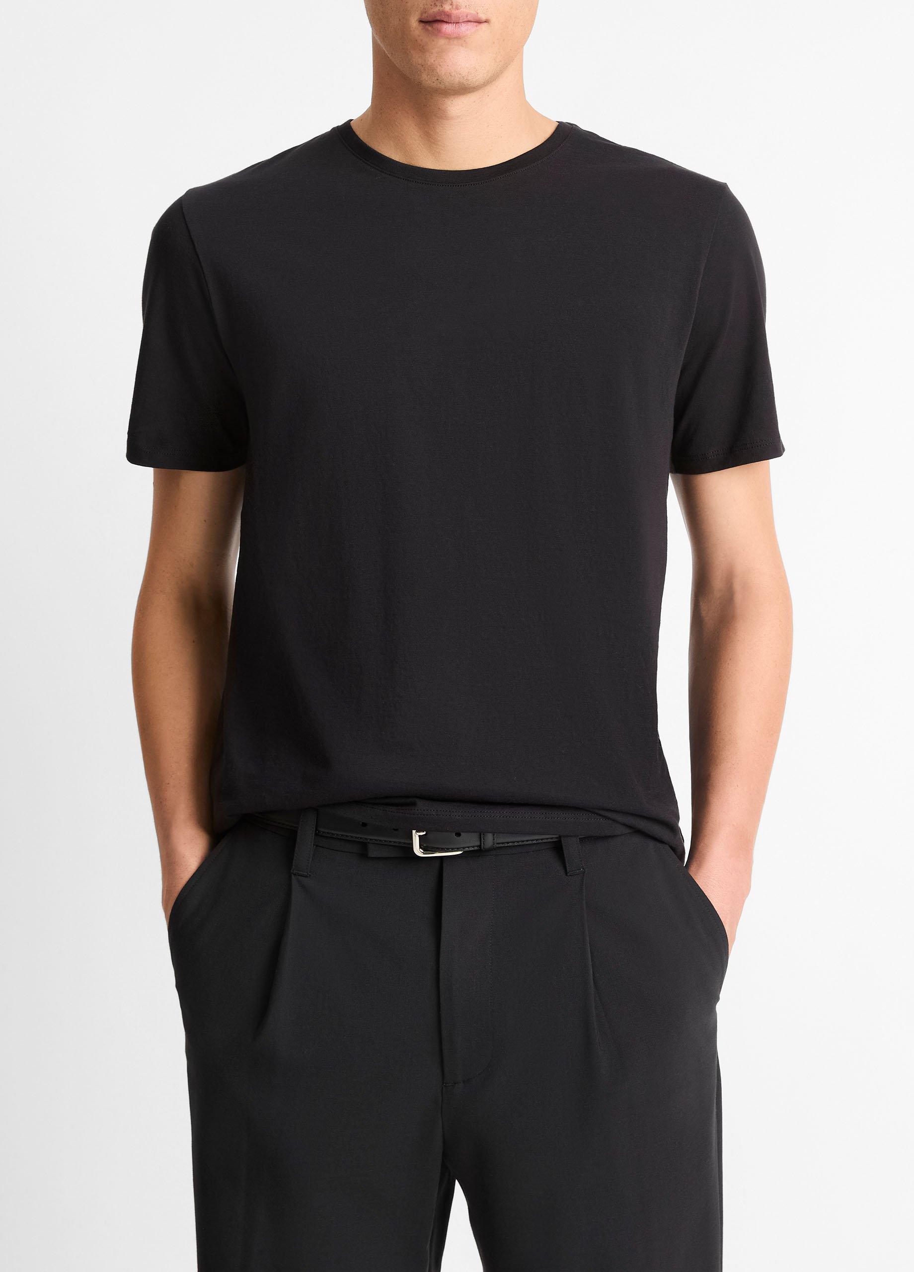 Men's Pima Cotton Crew Neck T-Shirt, Black, Size XXL Vince