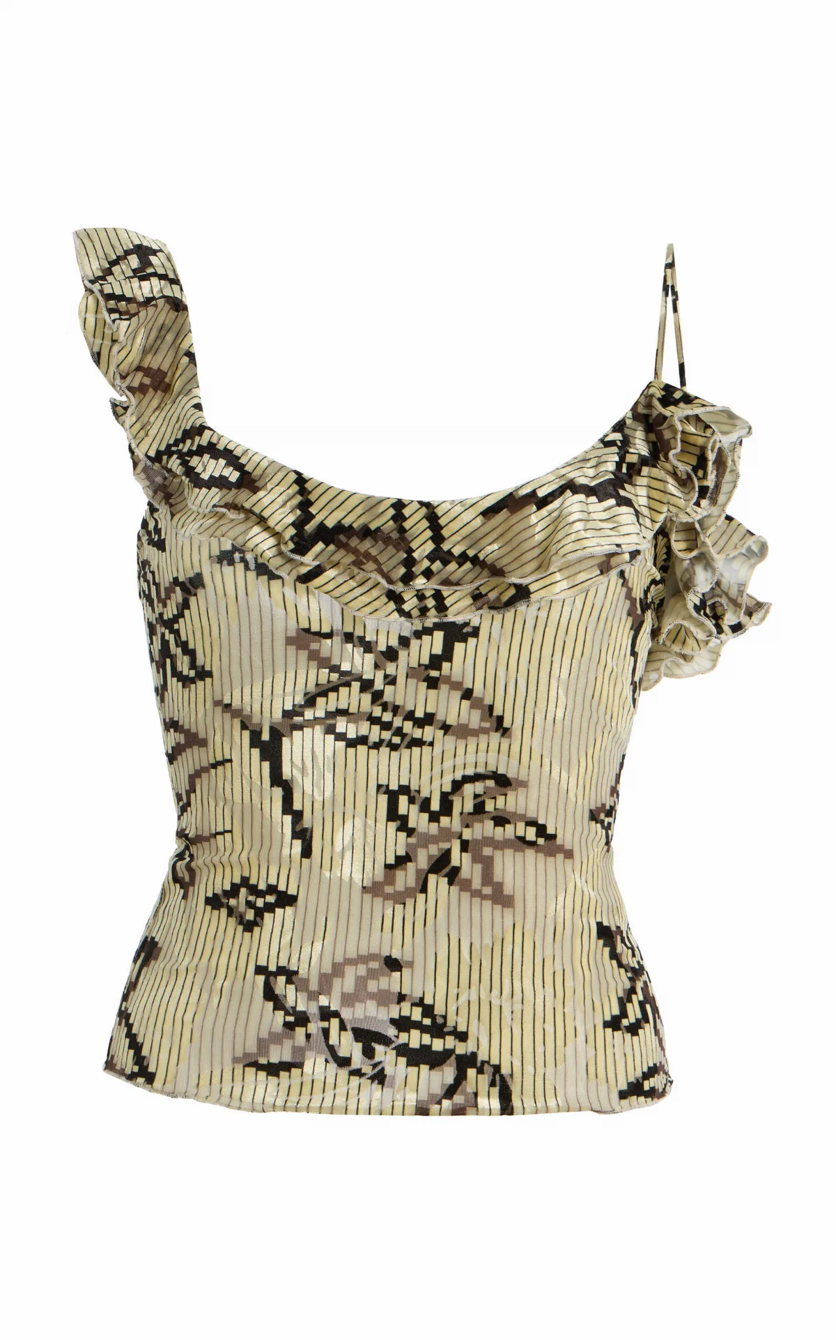Arla Ruffled Velvet Devor Top