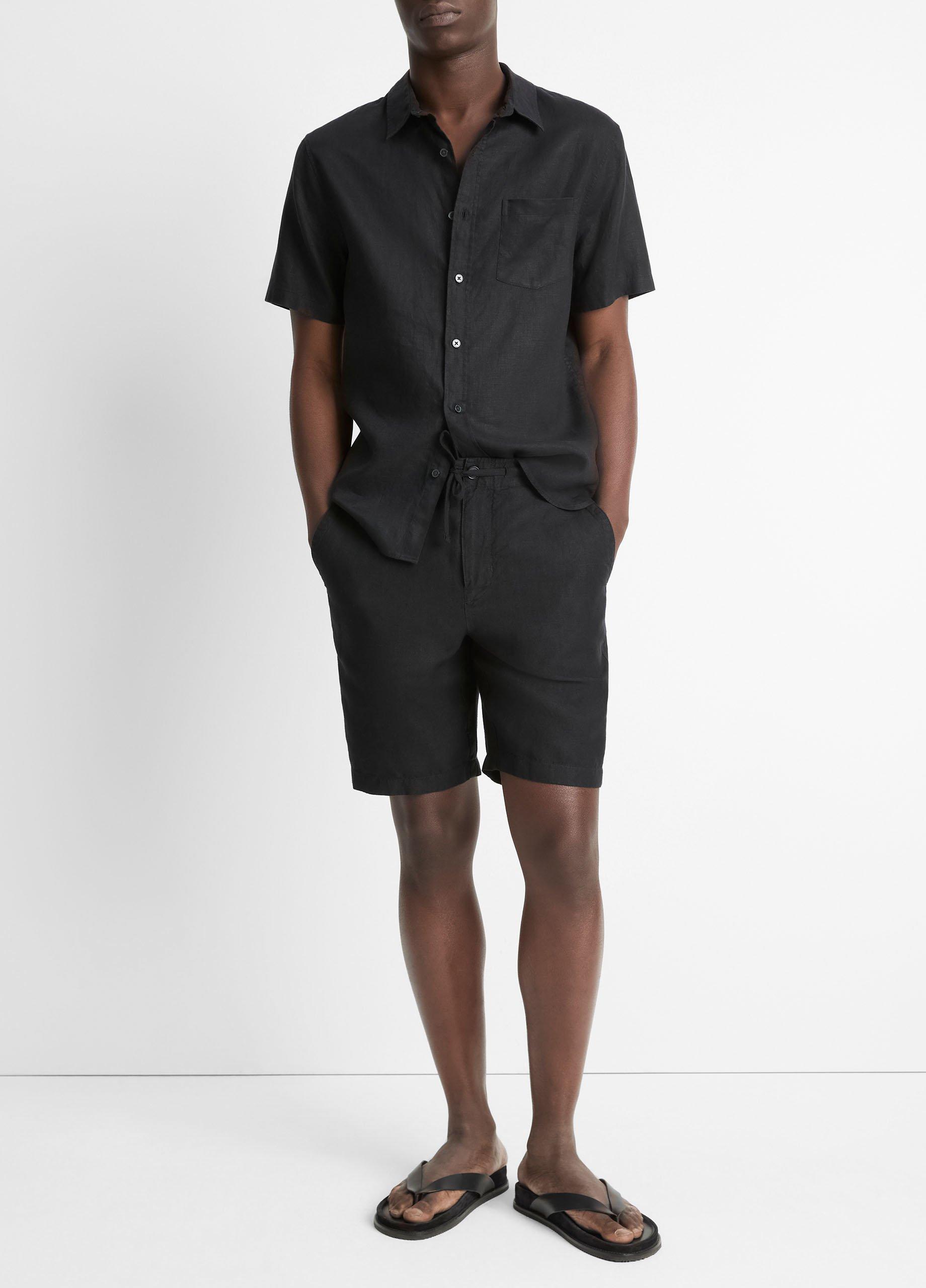 Men's Hemp Drawstring Short, Black, Size S Vince