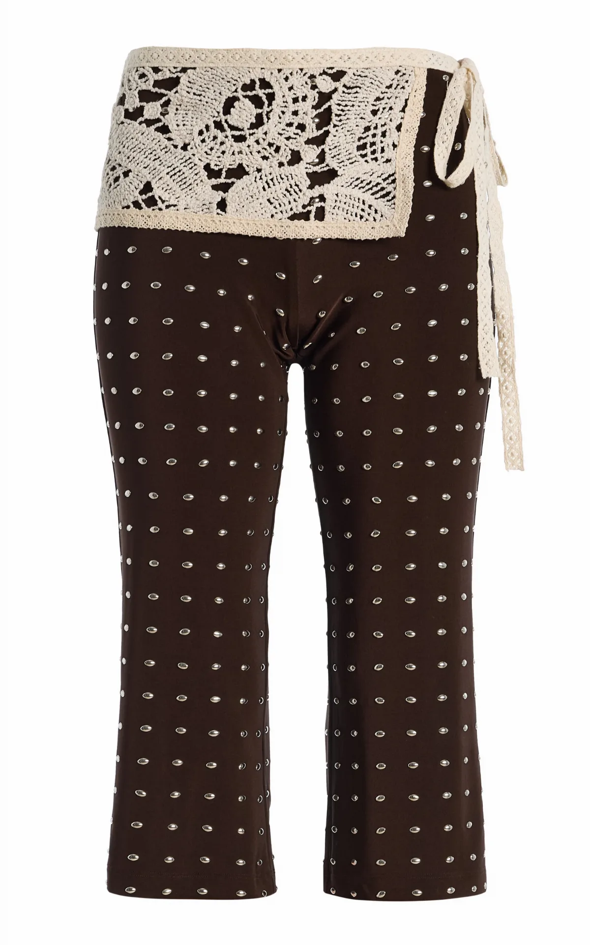 Gianna Lace-Detailed Studded Capri Pants