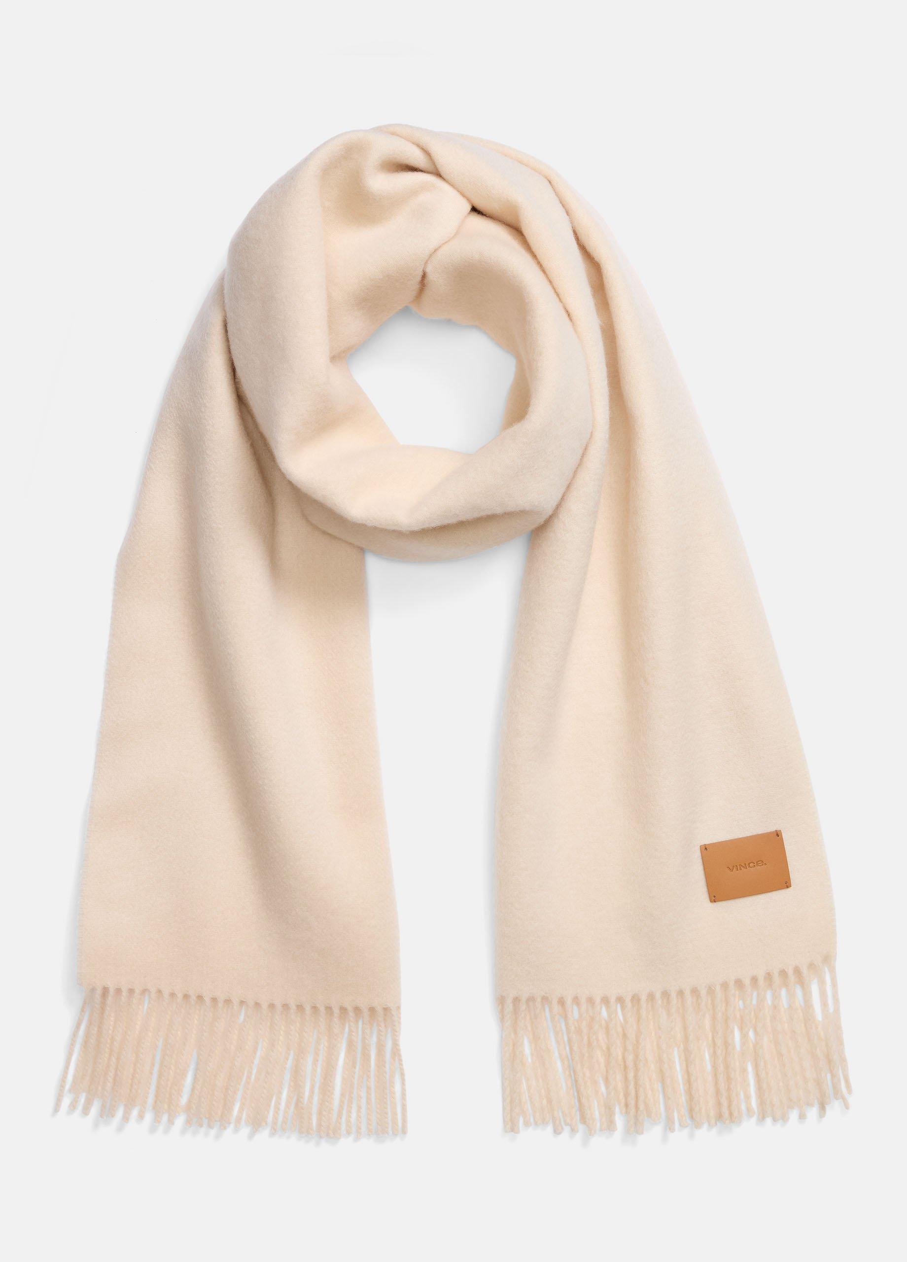 Women's Double-Face Cashmere Scarf, Ivory Vince