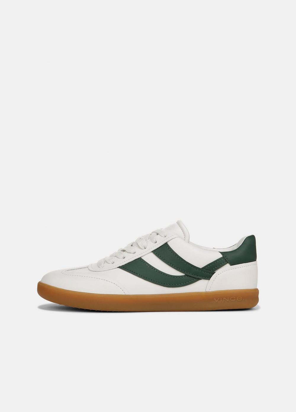 Men's Oasis Leather Sneaker, Chalk White/pine Green, Size 8 Vince