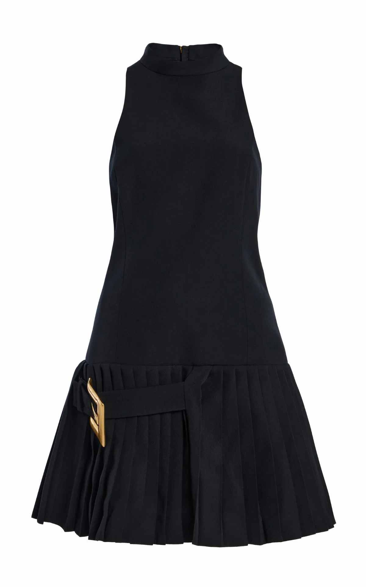 Belted Flared Grain de Poudre Dress