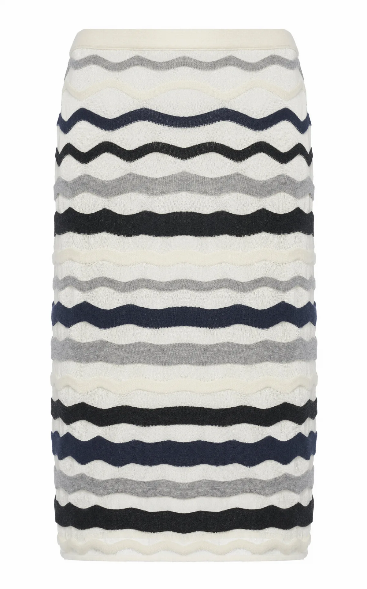Wavy-Knit Cotton-Blend Midi Skirt