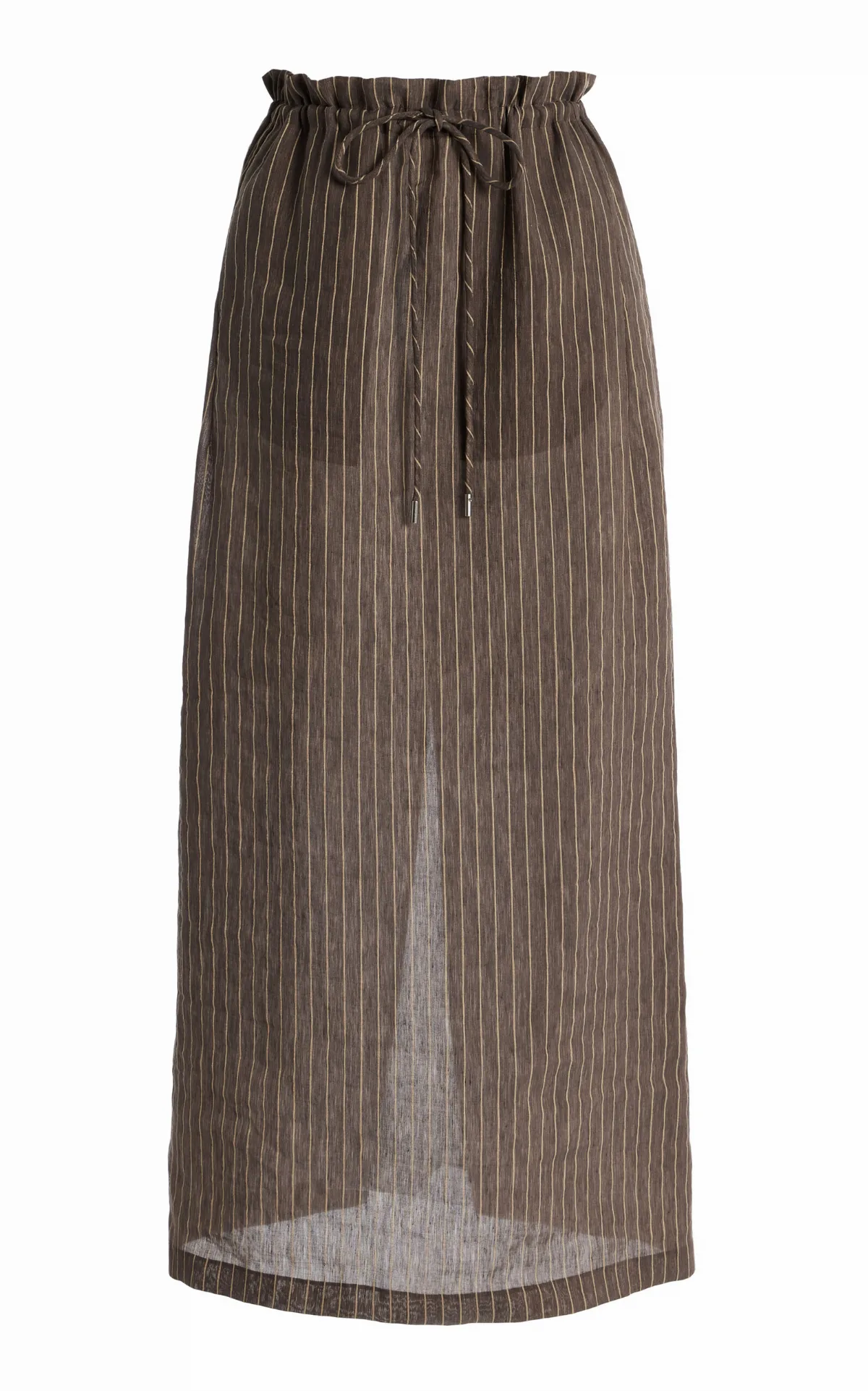 Regina Pinstriped Linen-Blend Midi Skirt