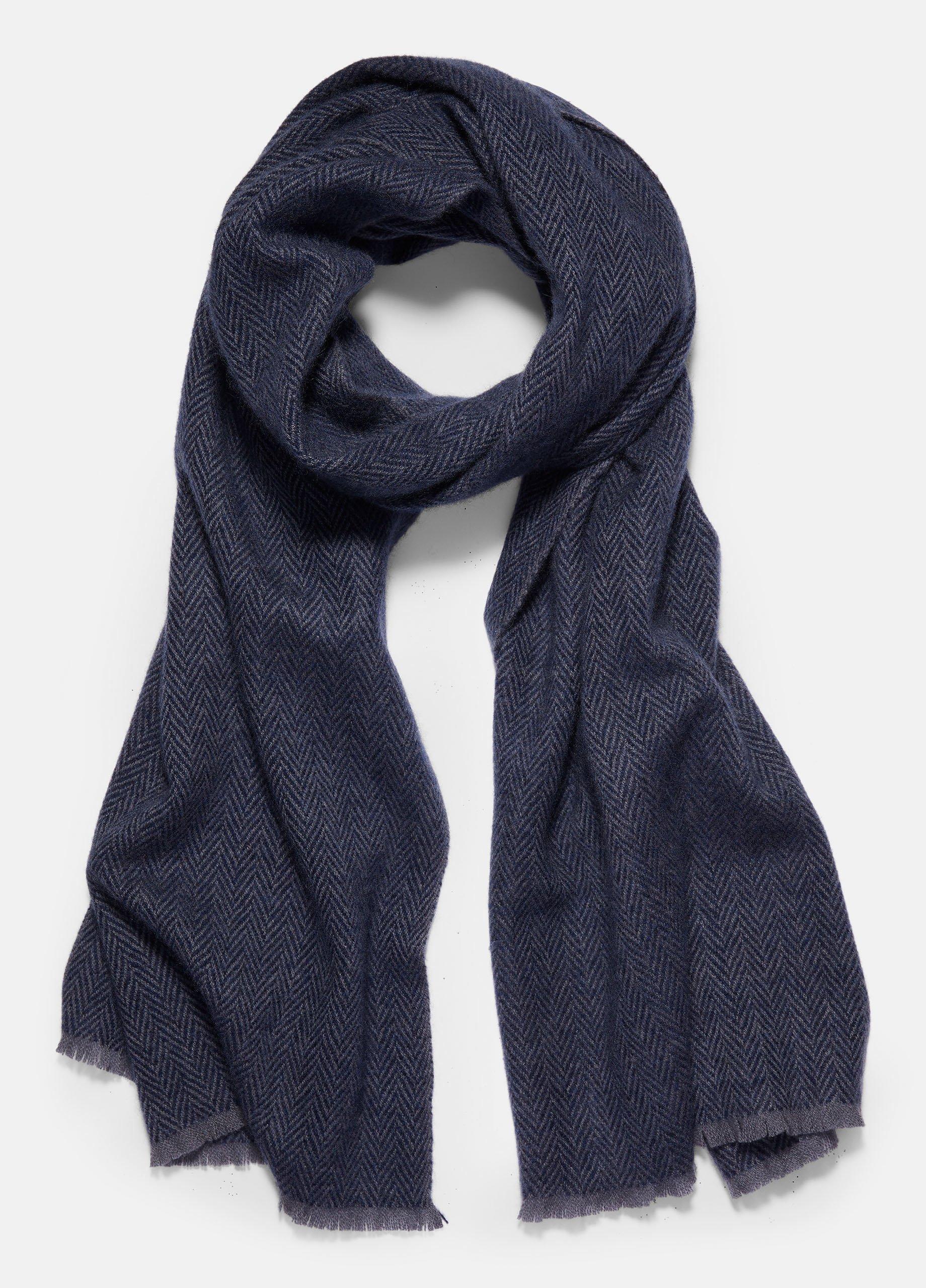 Men's Herringbone Cashmere Scarf, Coastal Blue/iris Blue Vince