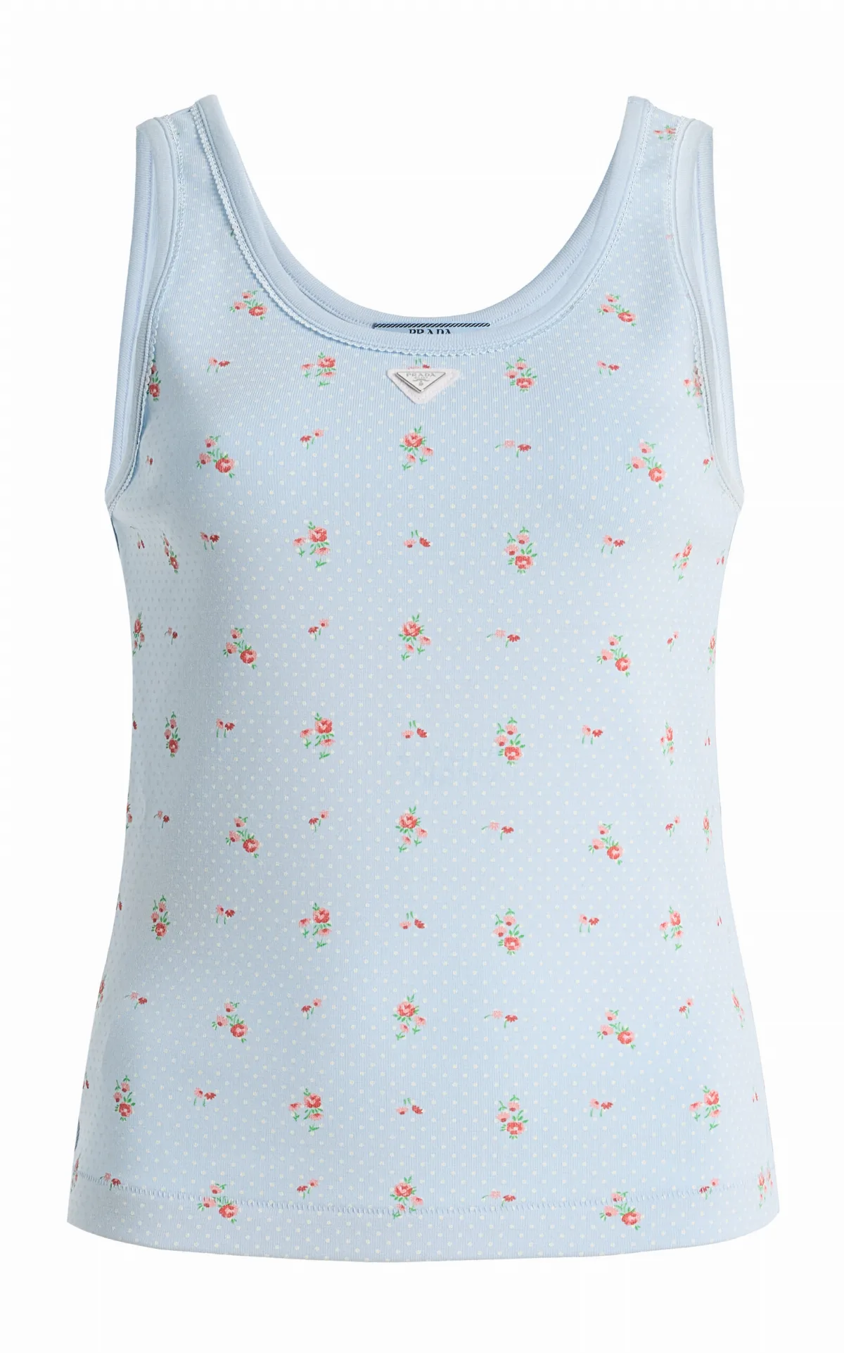 Bouquet-Print Cotton Tank Top by Prada