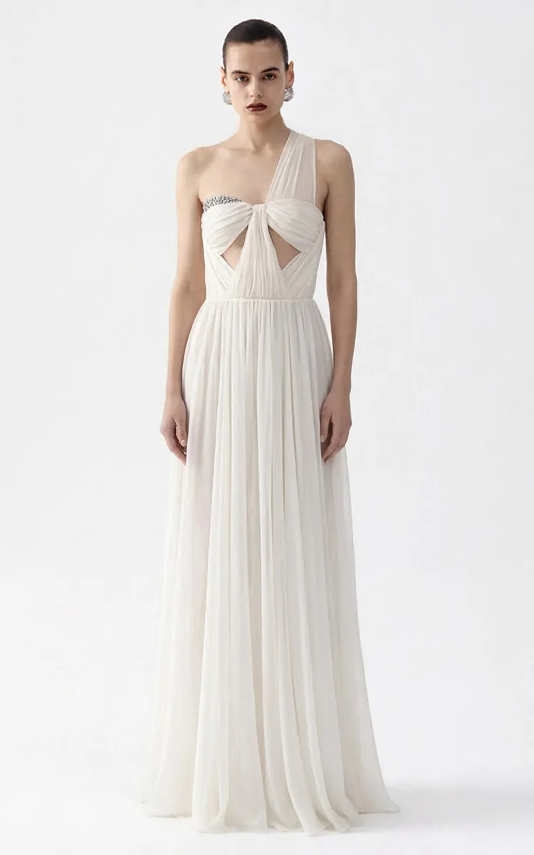 Sahra Pleated Silk Maxi Dress