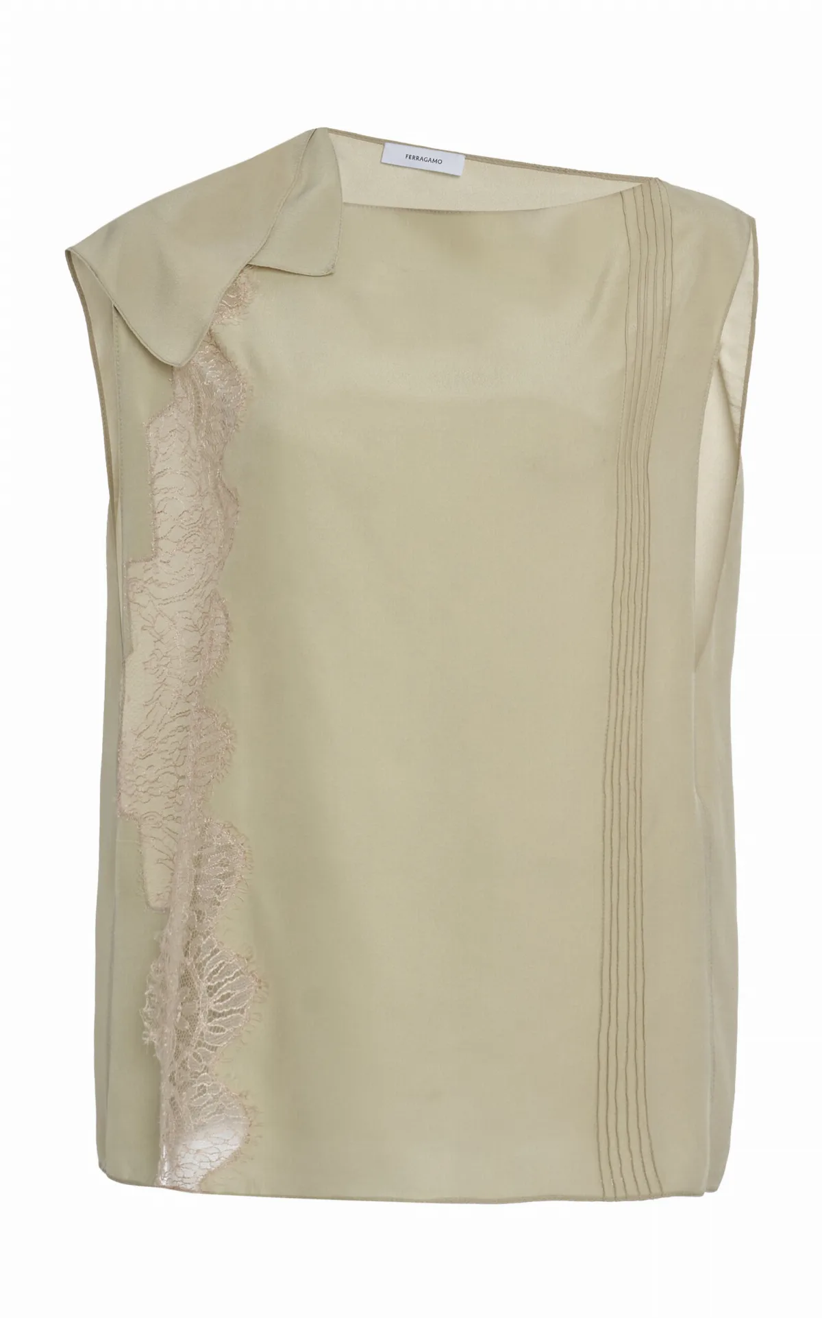 Lace-Trimmed Organic Silk Top