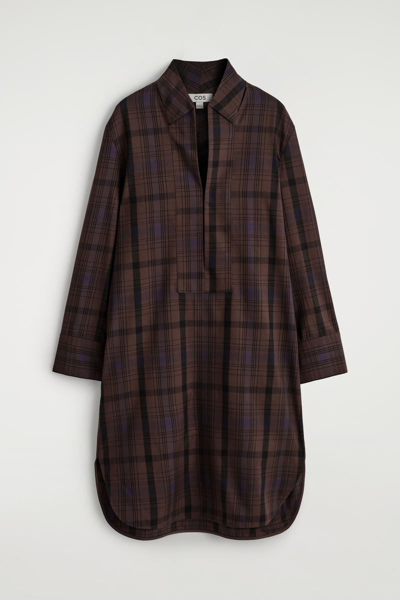 Checked Wool-Blend Shirt Dress by COS