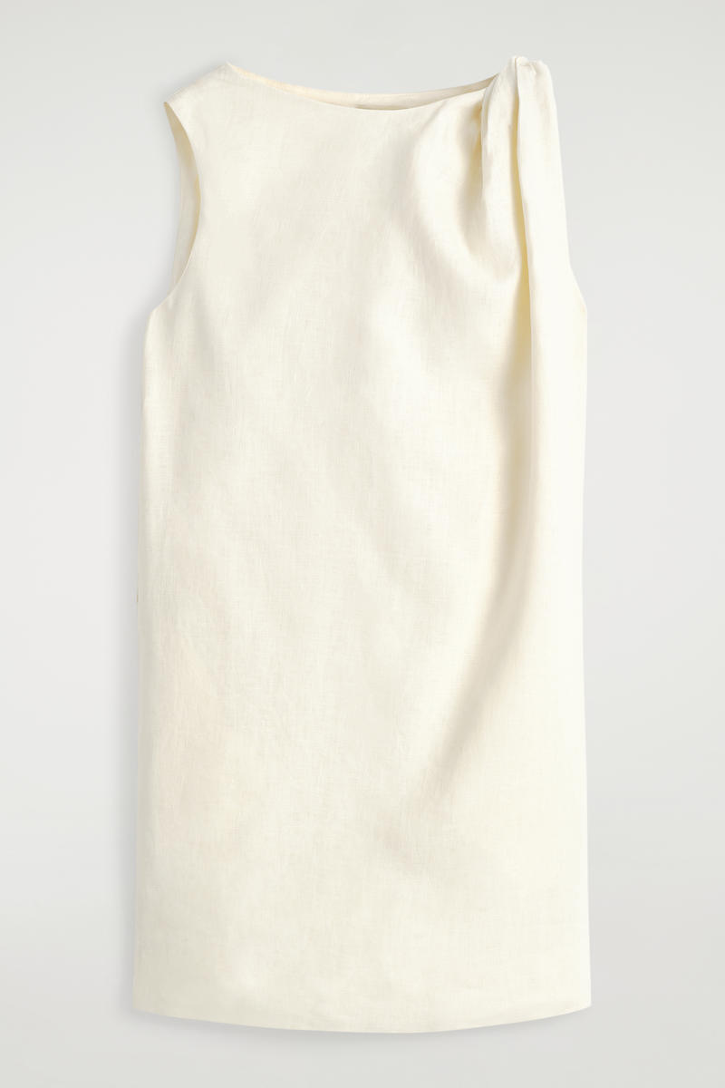 Twist-Detail Linen Mini Dress