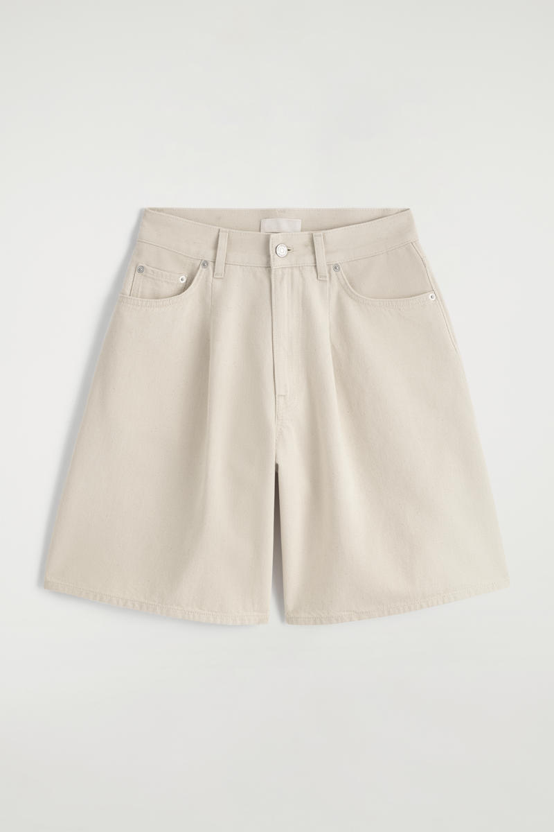 Wide-Leg Denim Shorts