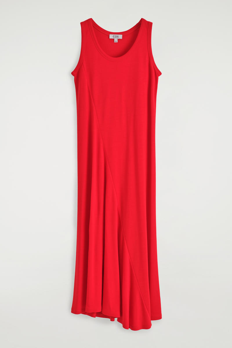 Asymmetric Jersey Midi Dress